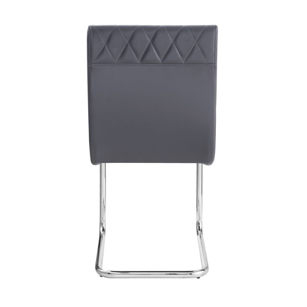 Ansonia - Side Chair (Set of 2) - Gray Synthetic Leather & Chrome, black, view 3