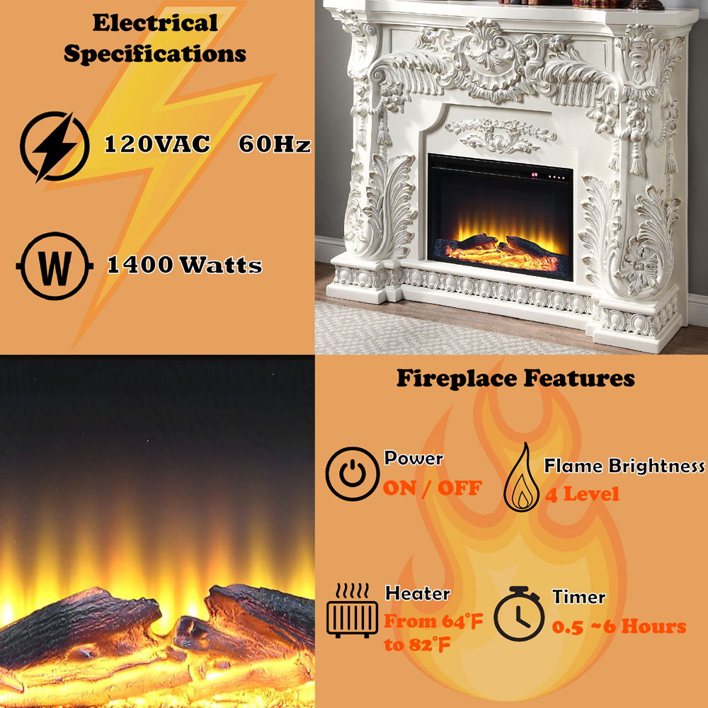 Adara - Fireplace - Antique White, white, view 7