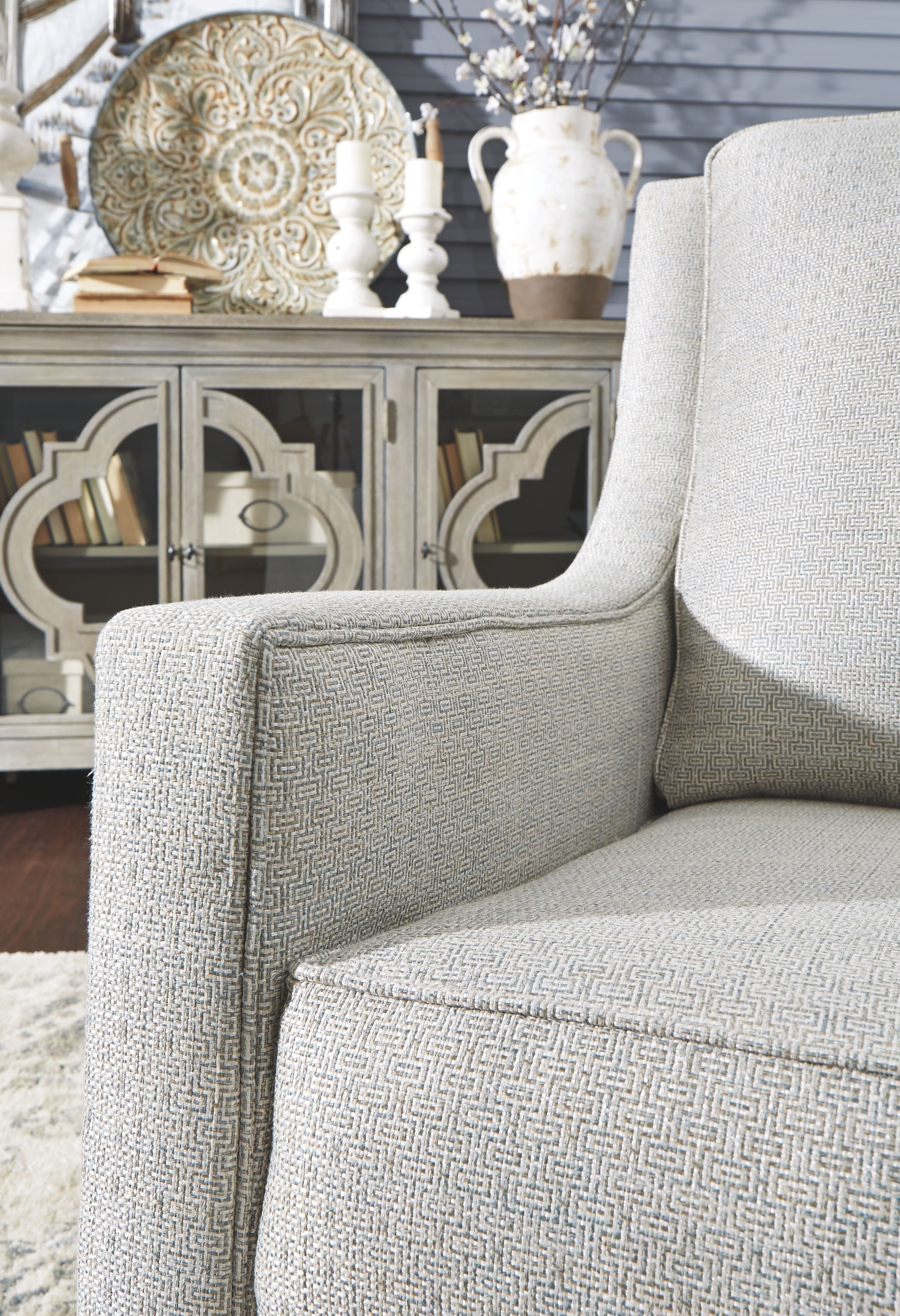 Ashley Furniture Kambria - Swivel Glider Accent Chair - Frost - Image 6