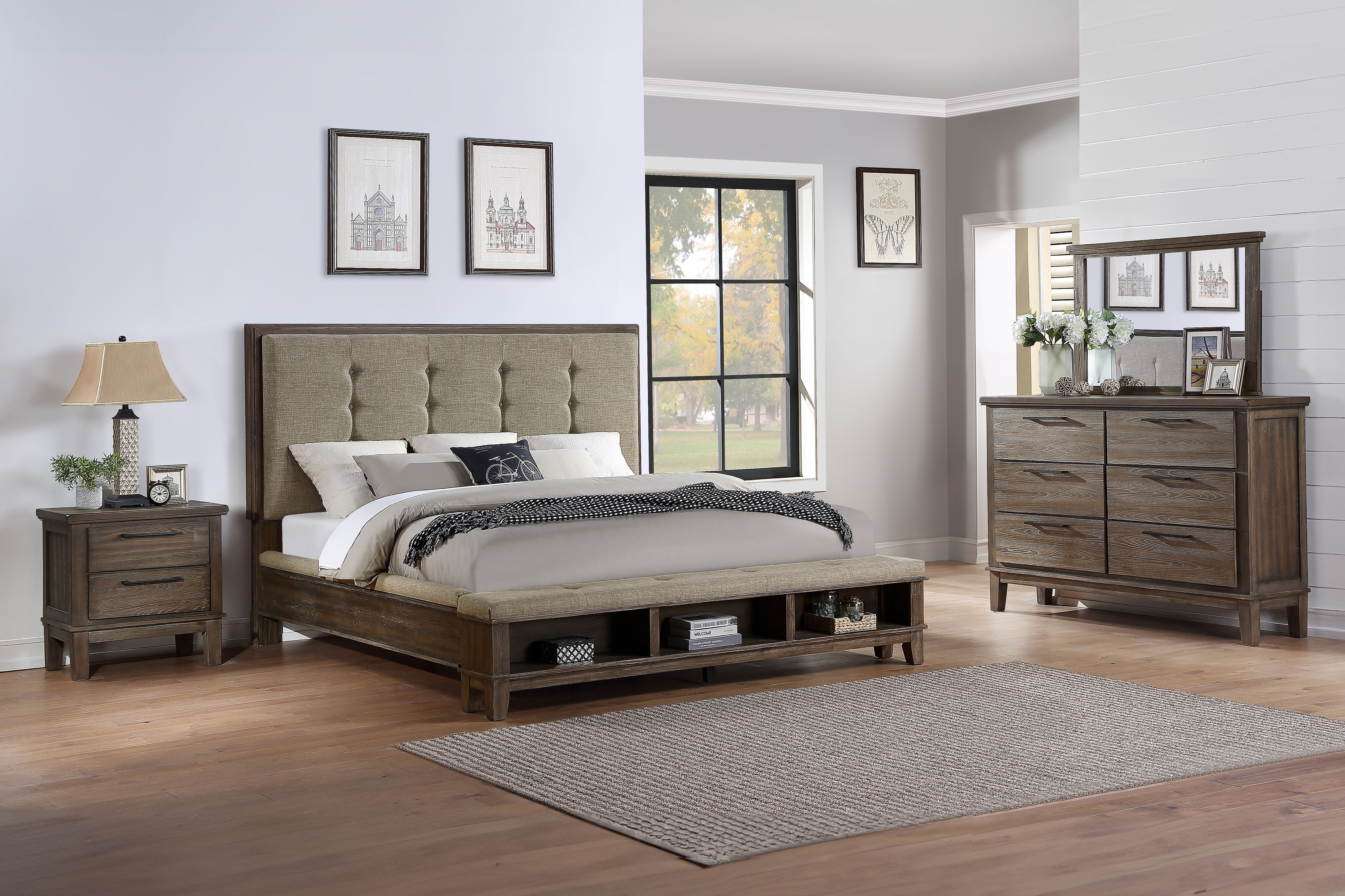 Cagney - 5/0 Queen 4 Piece Bedroom Set (Bed & Dresser & Mirror & Nightstand) - Vintage