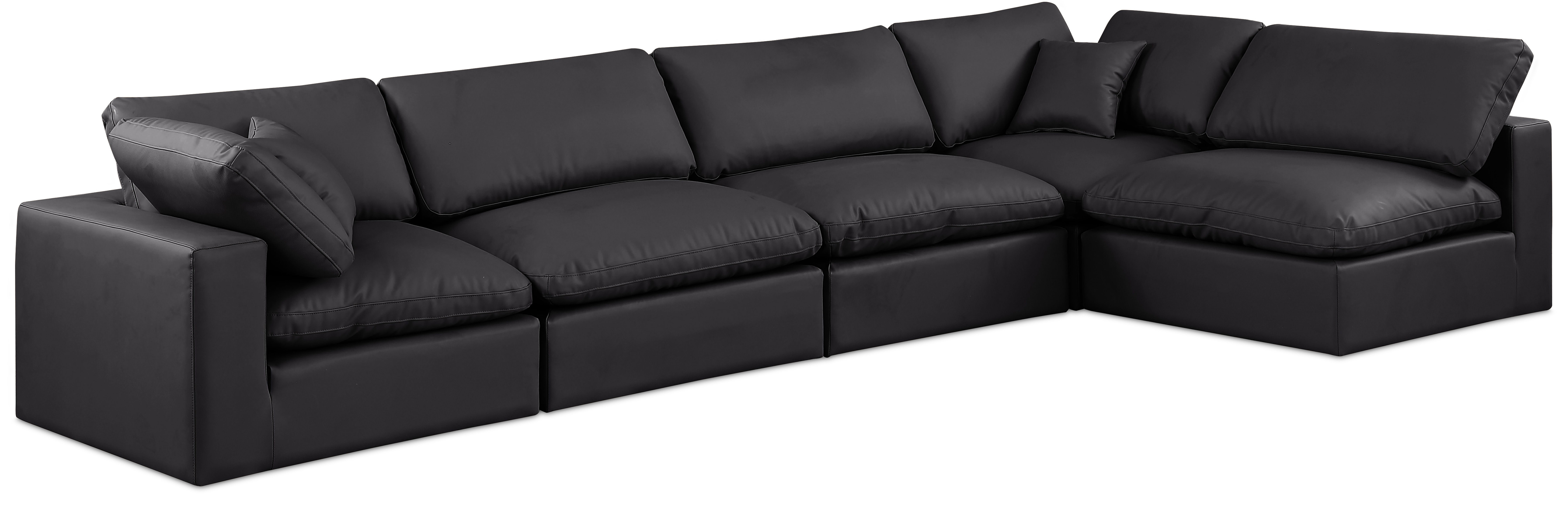 Comfy - 5 Piece Faux Leather Modular Sectional - Charcoal