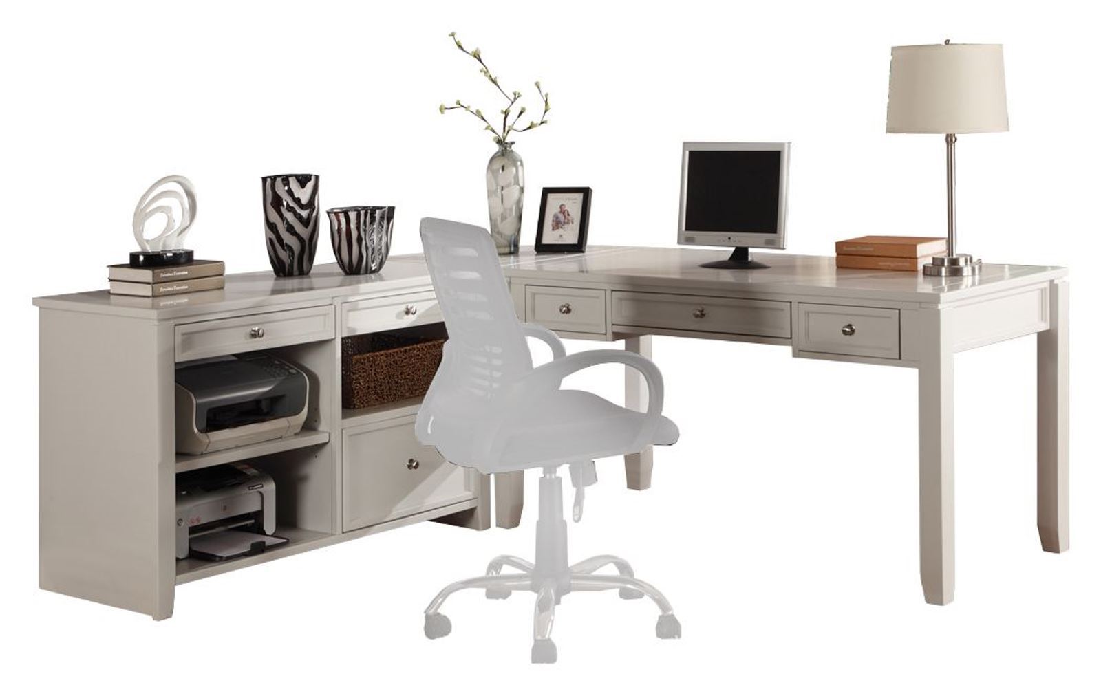 Parker House Boca - L Shape Desk With Credenza - Cottage White