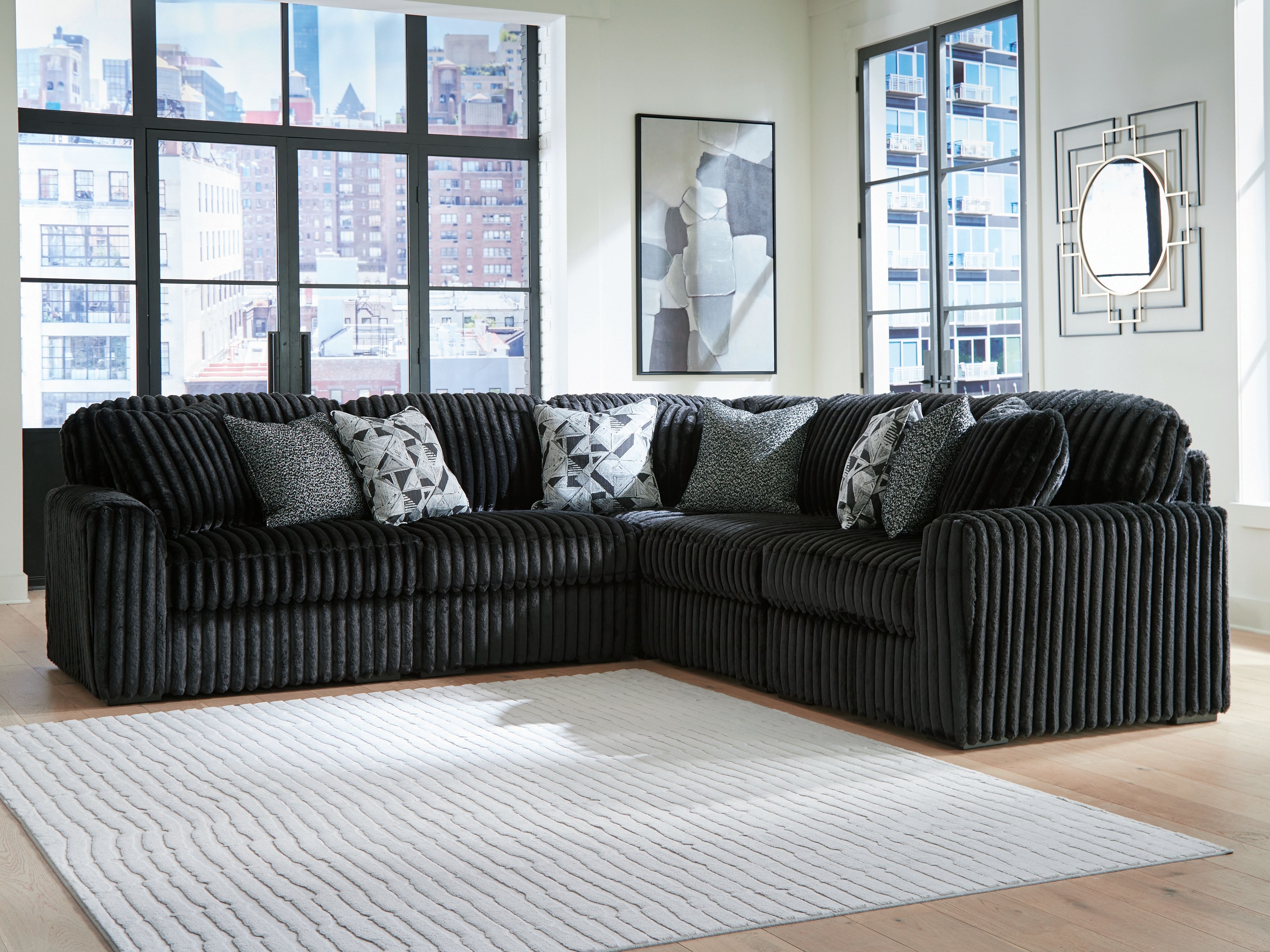 Ashley Furniture Midnight-Madness - 5-Piece Sectional - Onyx - Image 3