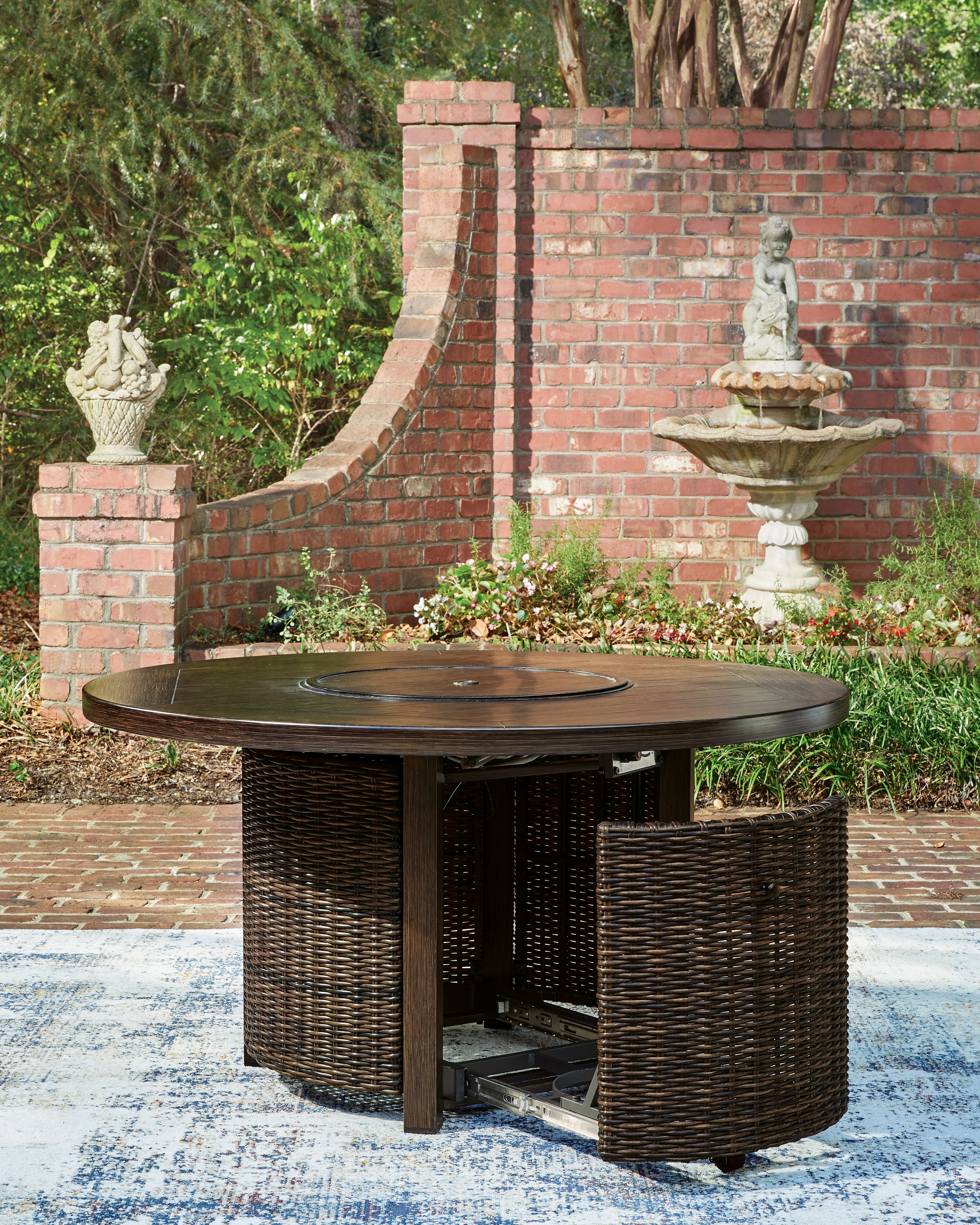 Ashley Furniture Monterey Point - Round Fire Pit Table - Dark Brown - Image 6