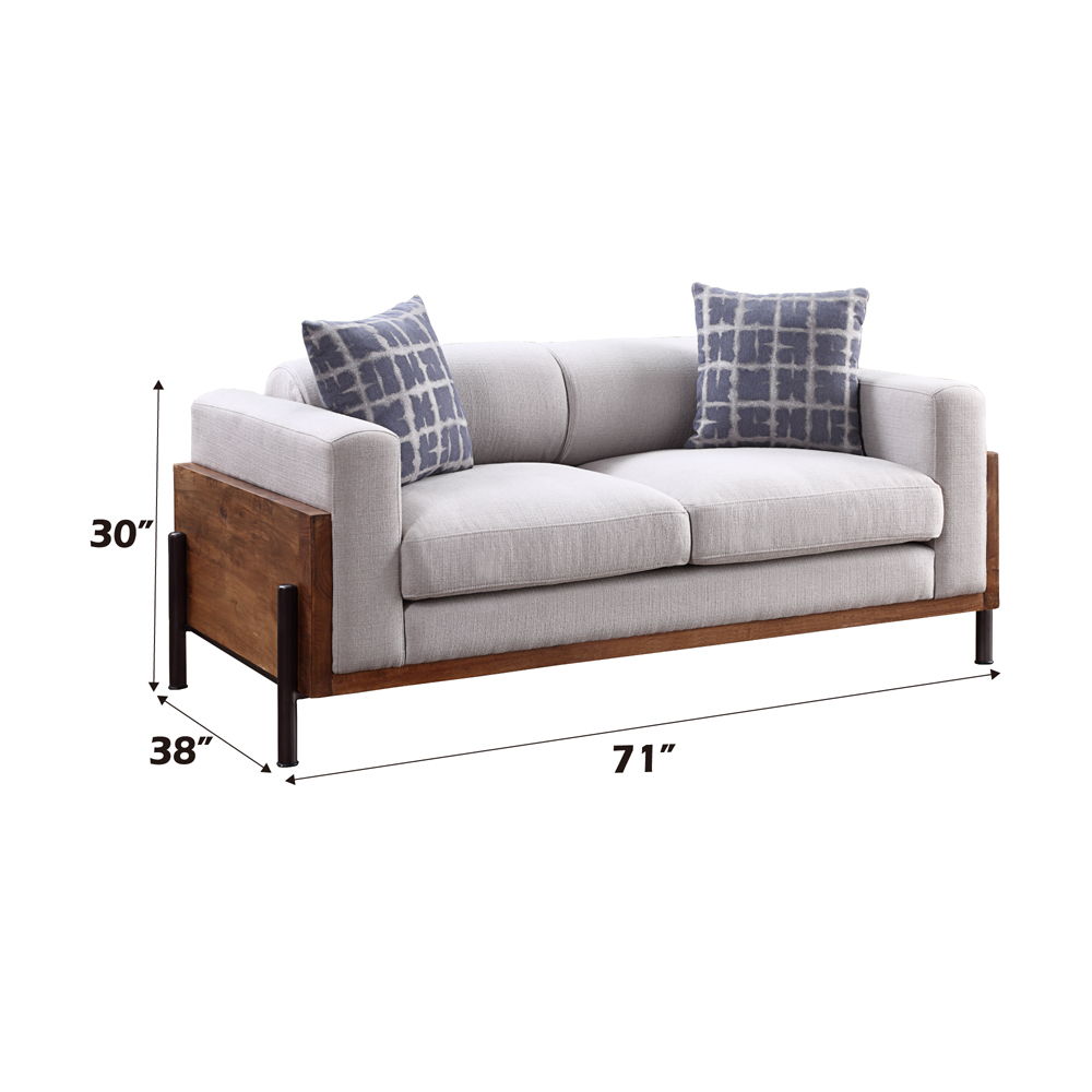 Pelton - Loveseat With 2 Pillows - Fabric & Walnut, dark brown, view 4