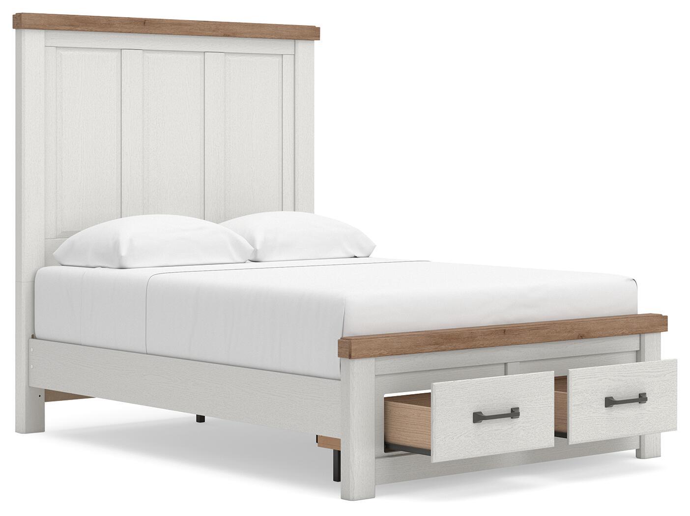 Ashley Furniture Savonport - Full Panel Storage Bed With Storage Footboard - White / Brown - Image 4