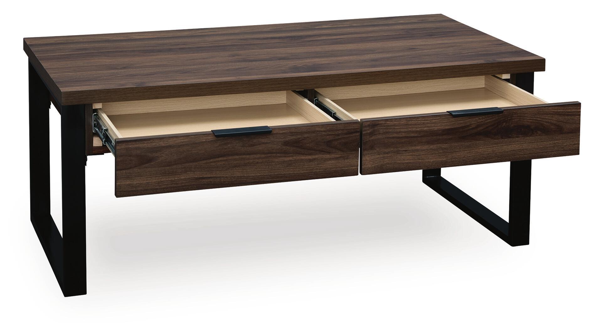 Ashley Furniture Wickman Falls - Rectangular Cocktail Table - Dark Brown - Image 4
