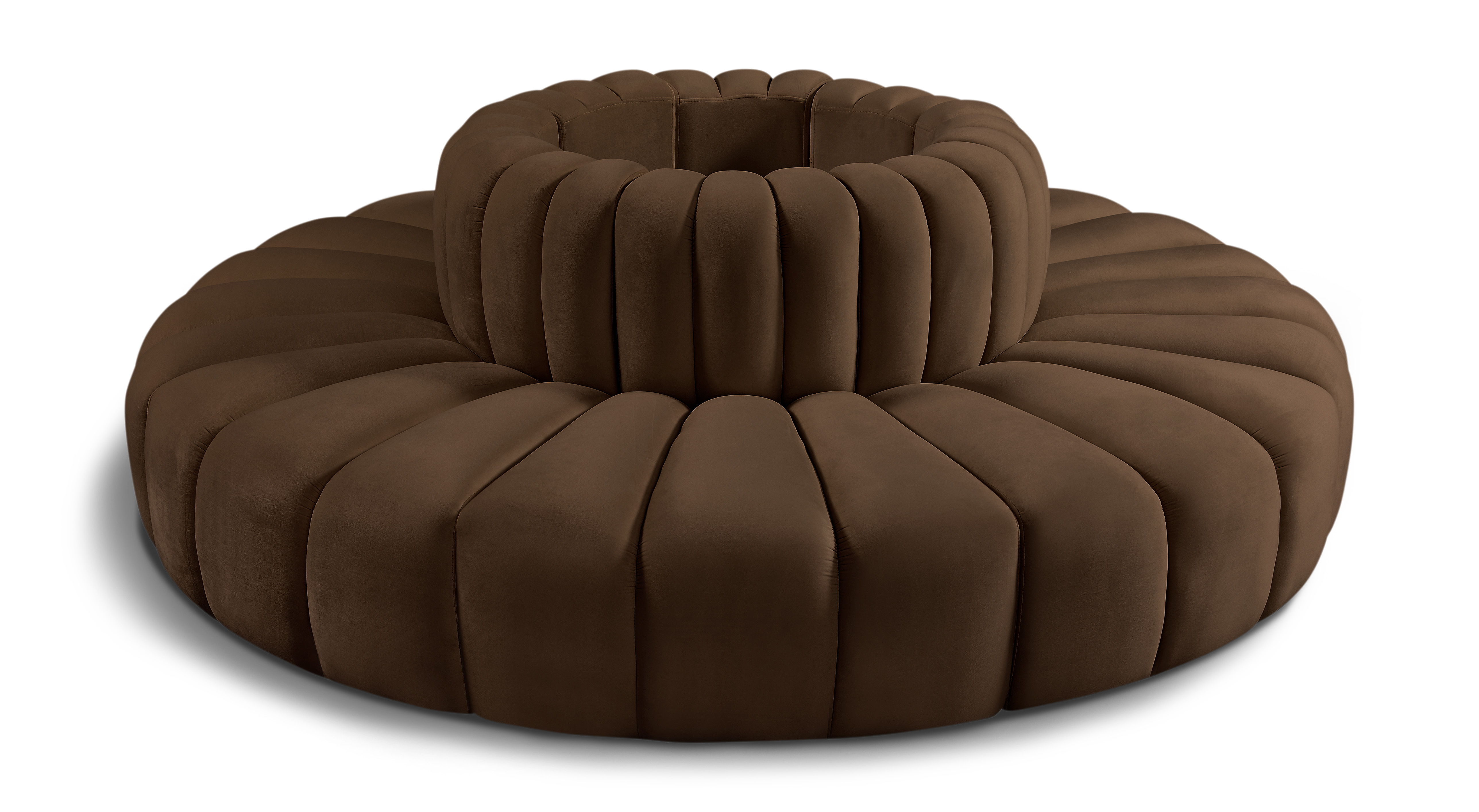 Arc - Velvet 8 Piece Round Modular Sofa - Brown