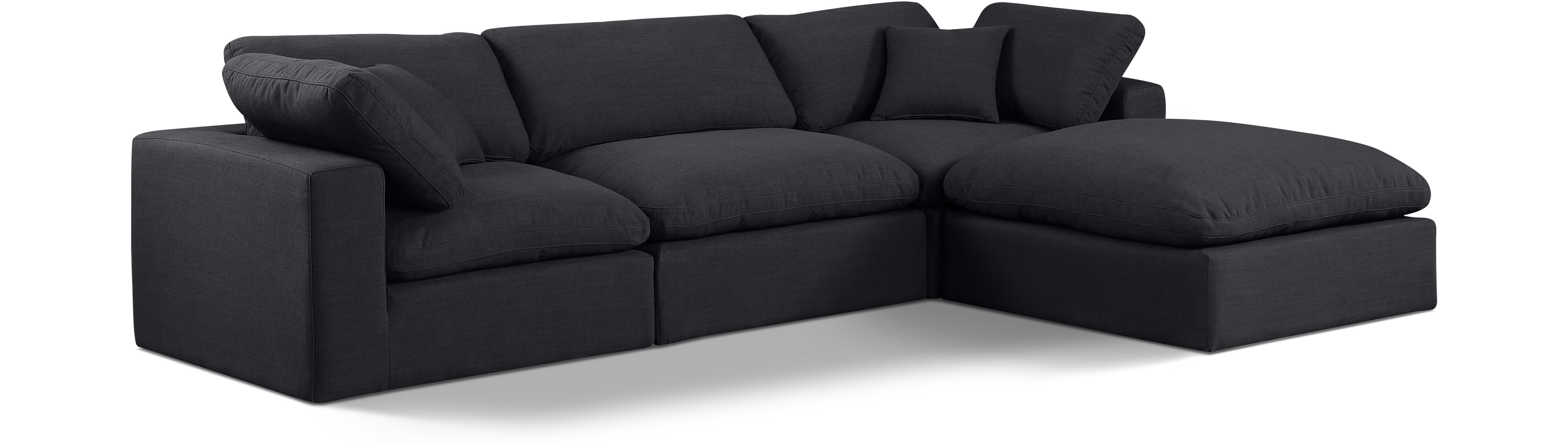 Comfy - 4 Piece Linen Fabric Modular Sectional With Chaise - Charcoal