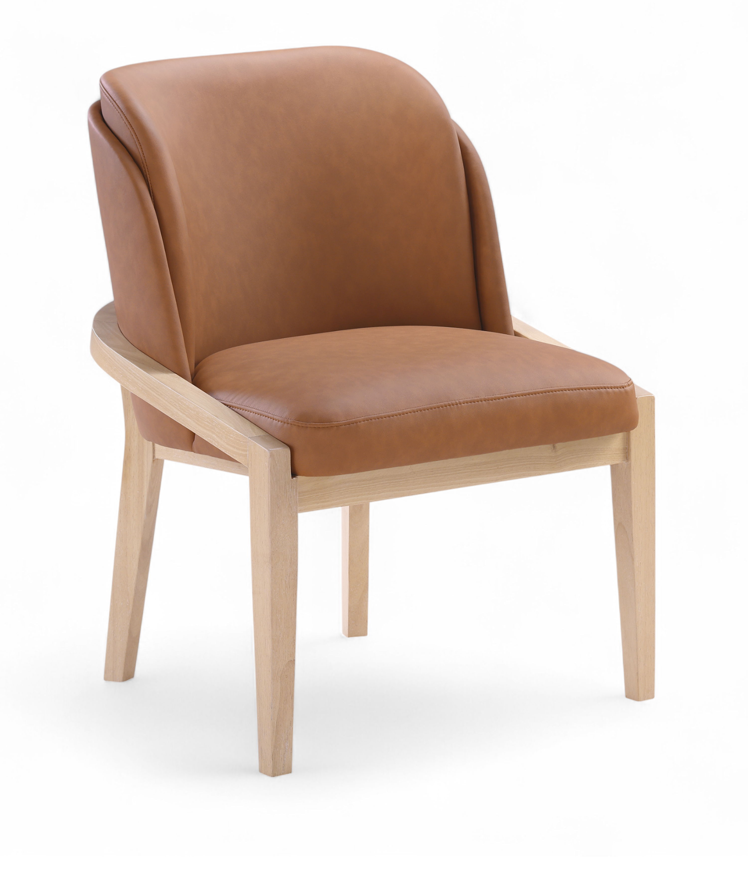 Navo - Vegan Leather Upholstered Dining Chair - Cognac
