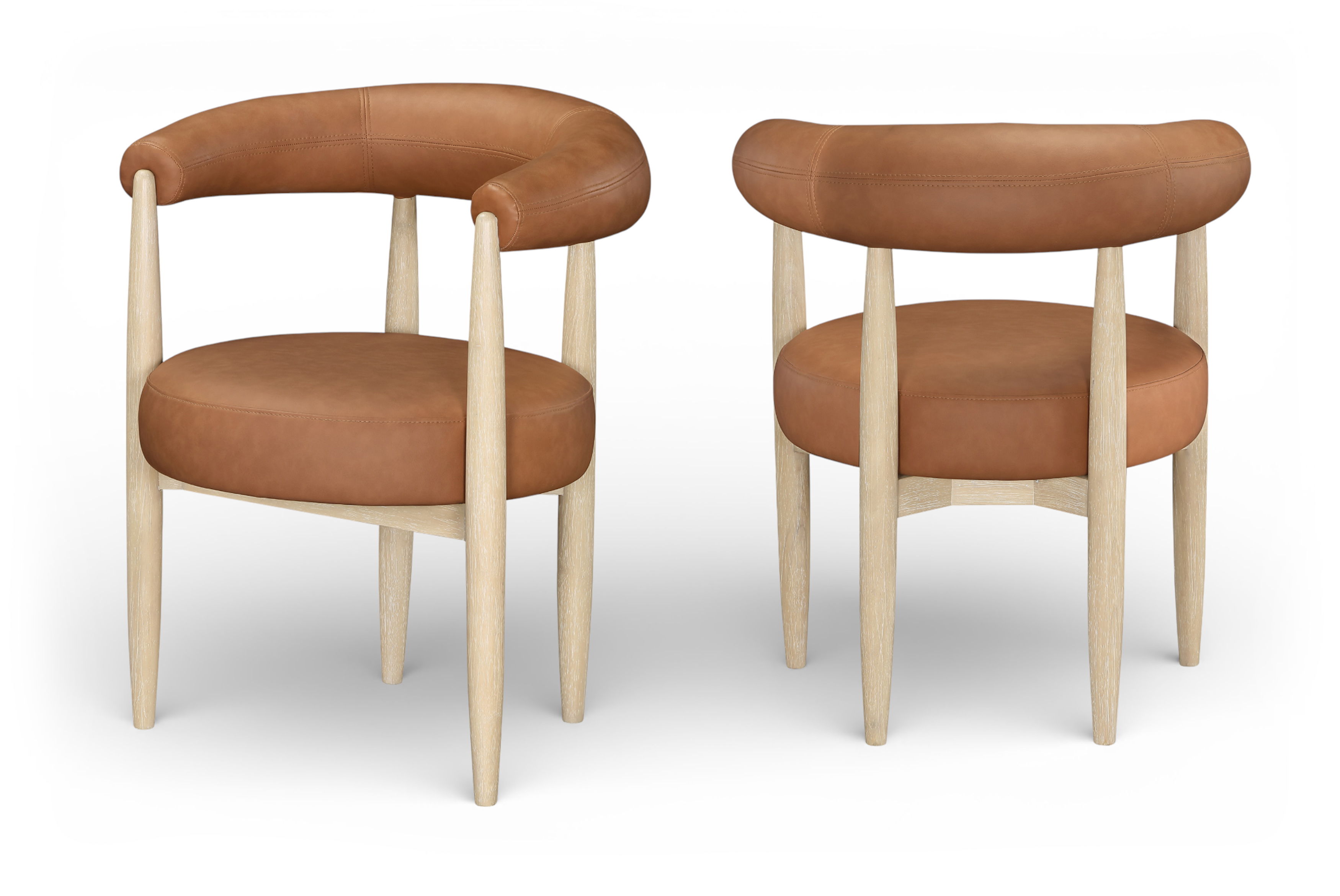Sable - Vegan Leather Upholstered Dining Chair (Set of 2) - Cognac / Painted Natural
