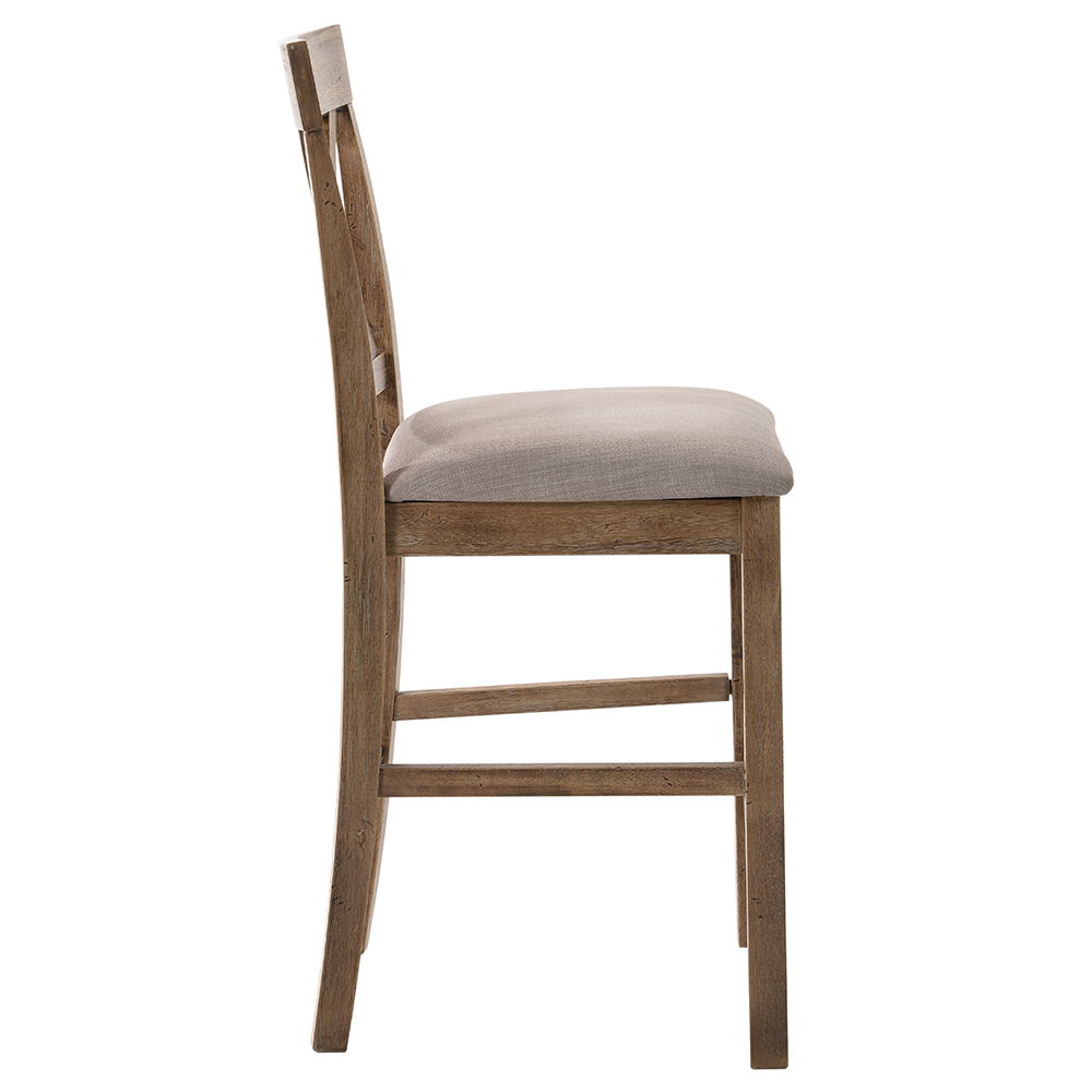 Martha II - Counter Height Chair (Set of 2) - Tan Linen & Weathered Oak, light brown, view 2