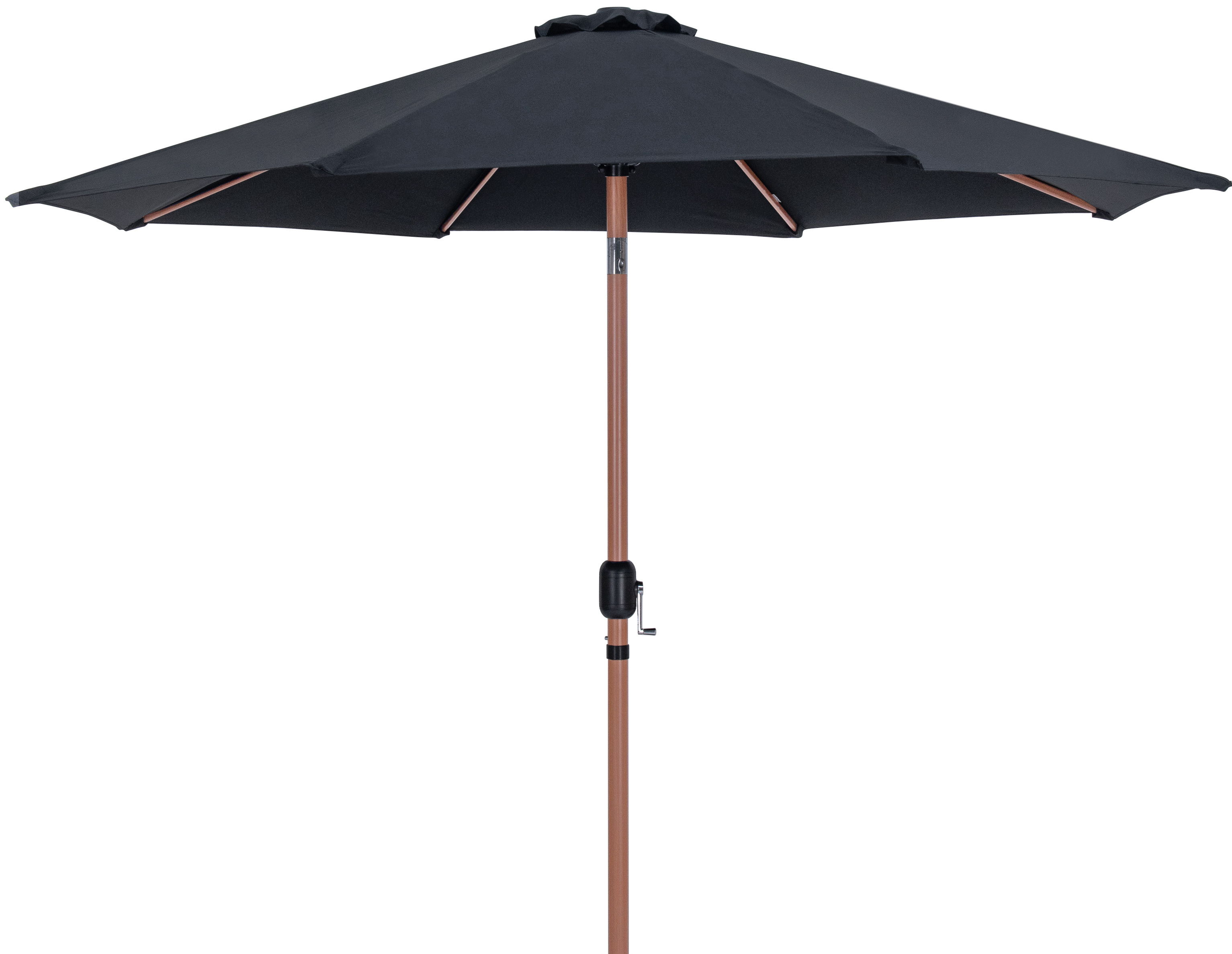 Fiji - Aluminum Patio Umbrella With Square Black And Teak Base - Black