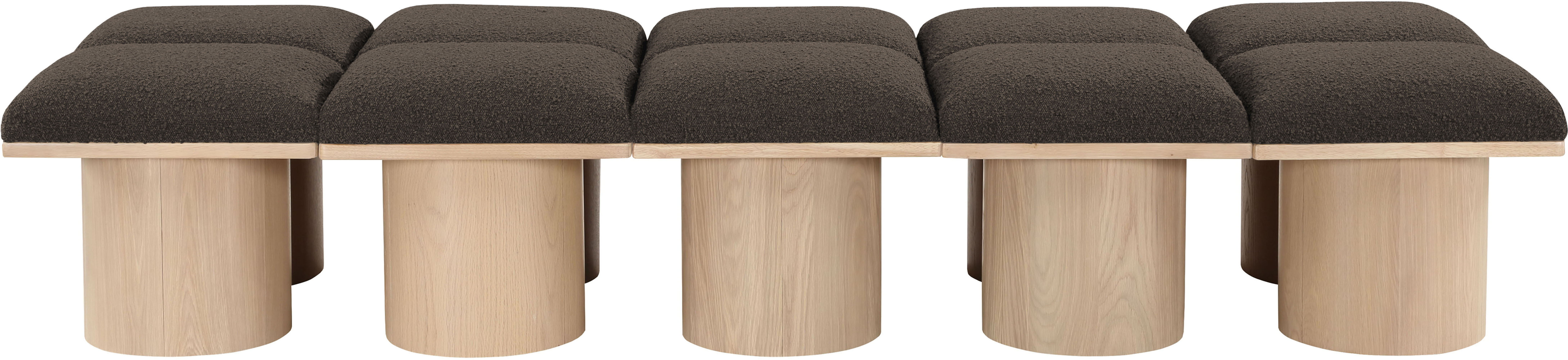 Pavilion - 90" 10 Piece Modular Bench With Natural Base - Brown