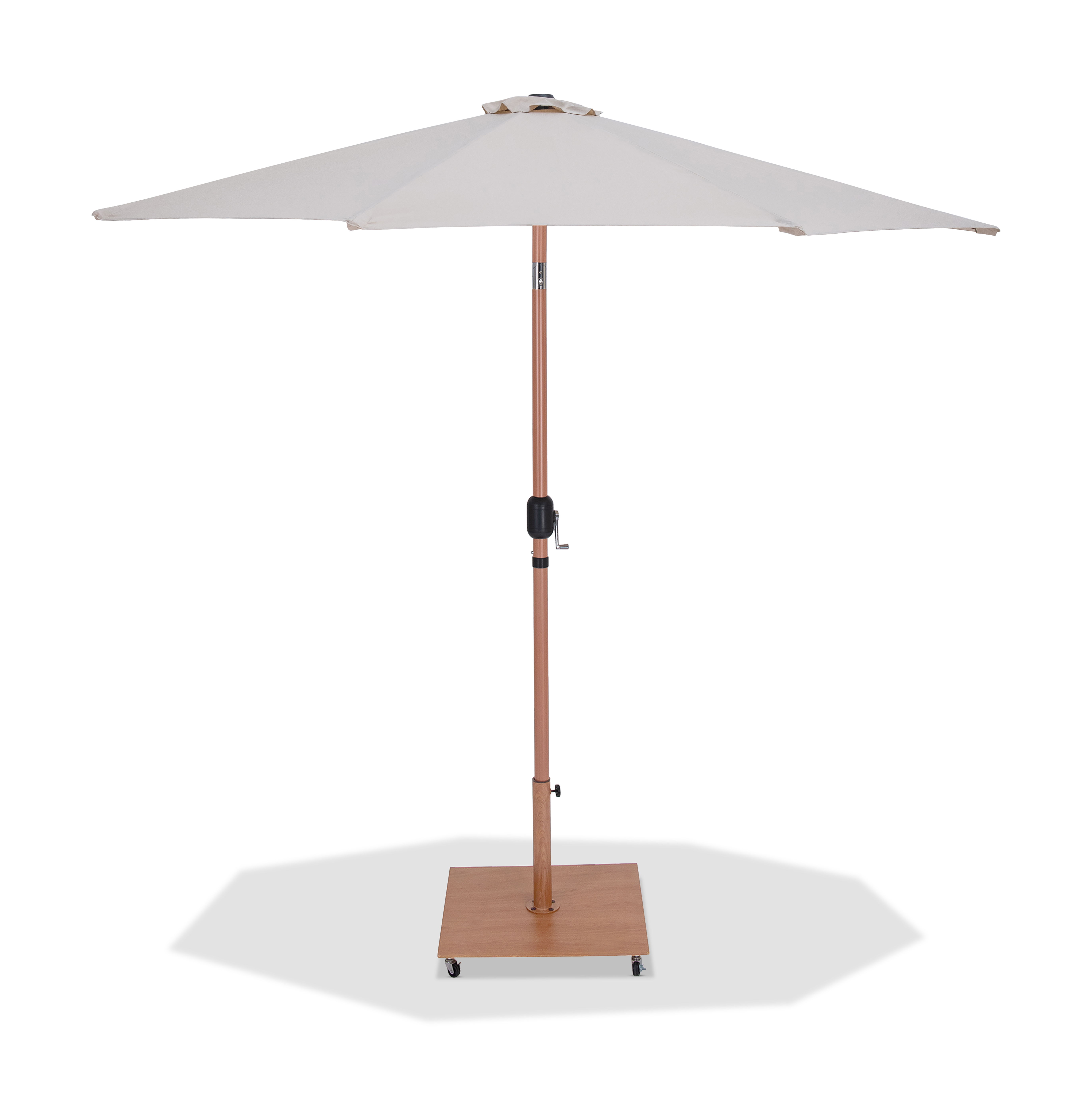 Fiji - Aluminum Patio Umbrella With Square Teak Base - Beige