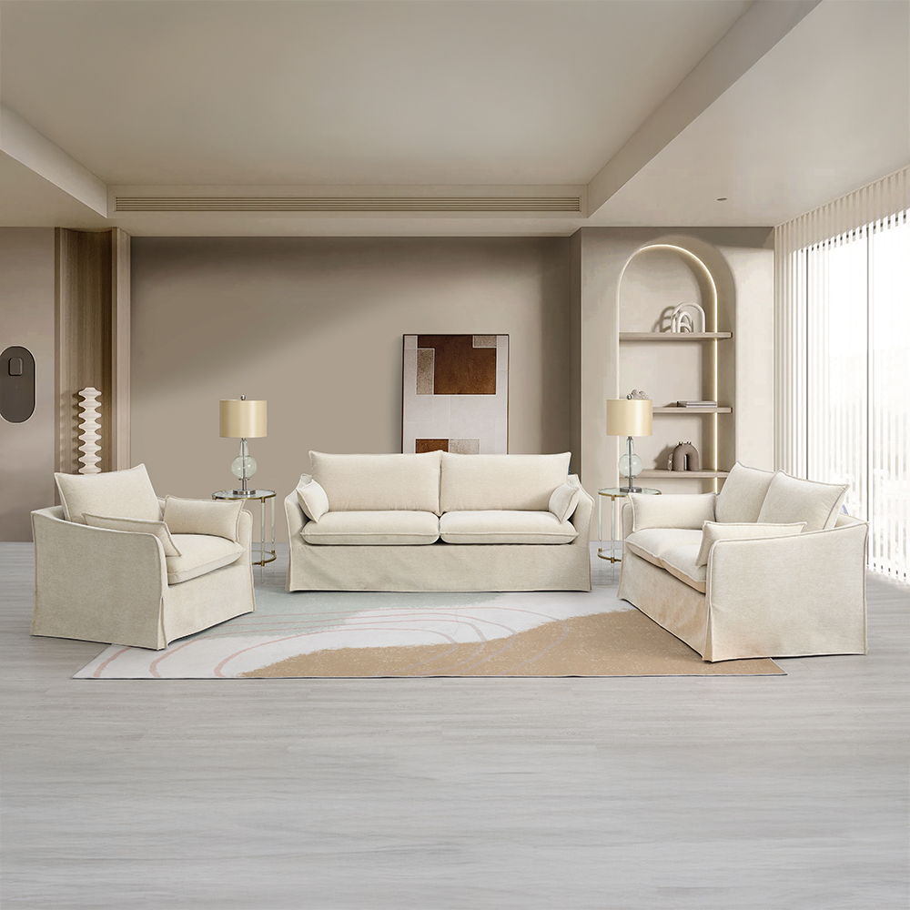 Shane - Sofa With 2 Pillows - Beige Linen, beige, view 7