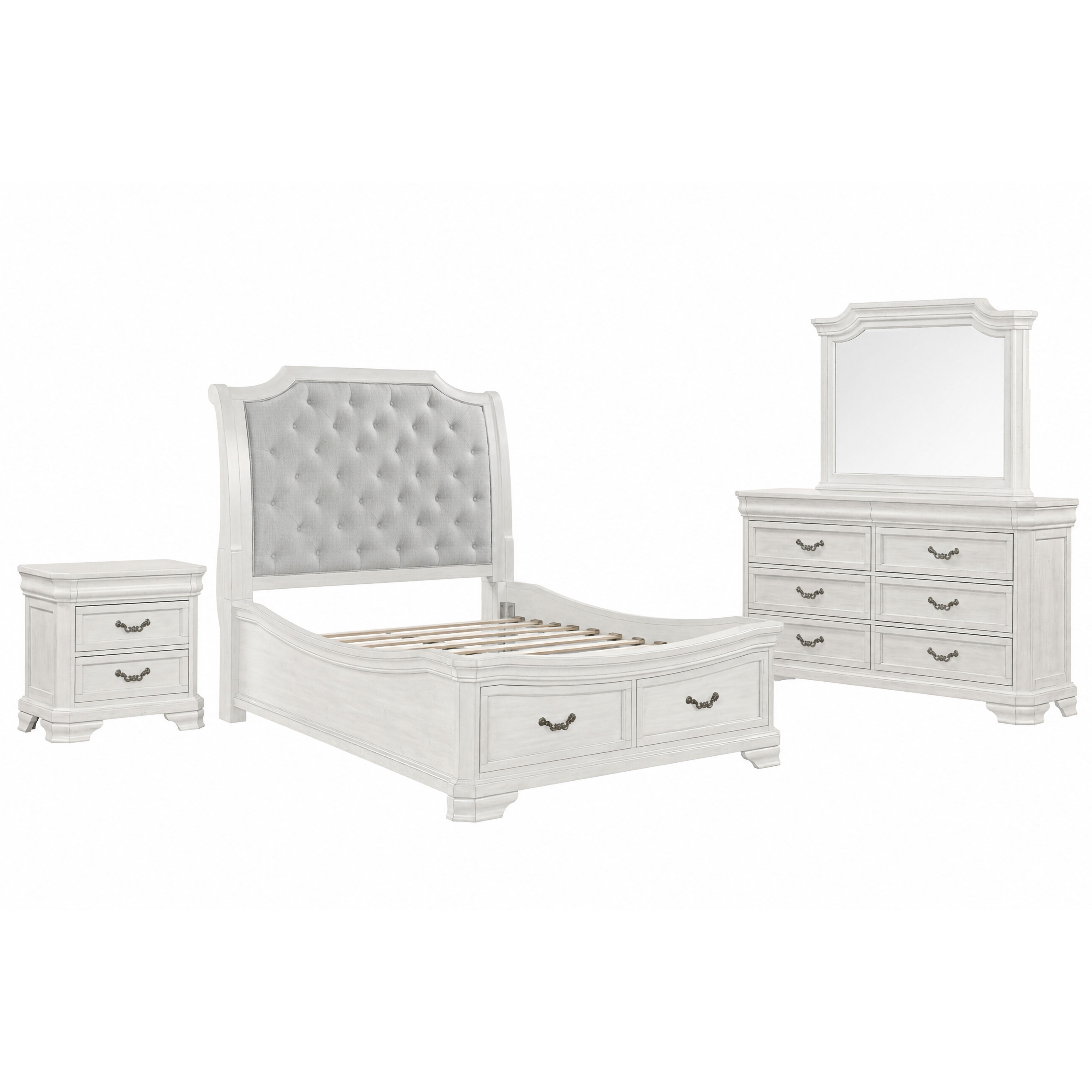 Queen · 4 Pc · Bed, Dresser, Mirror, Nightstand