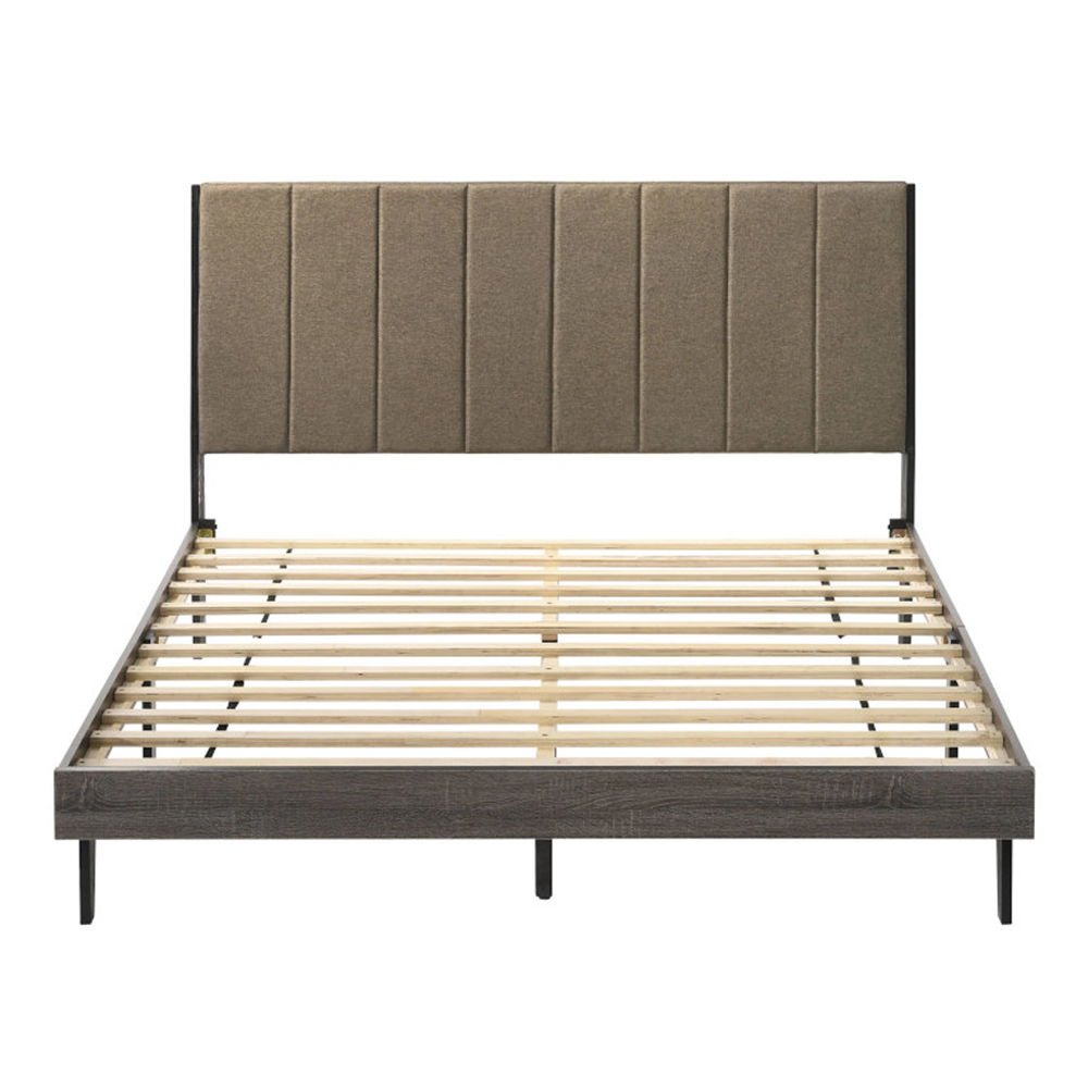 Valdemar - Queen Bed - Brown Fabric & Weathered Gray, dark brown, view 7
