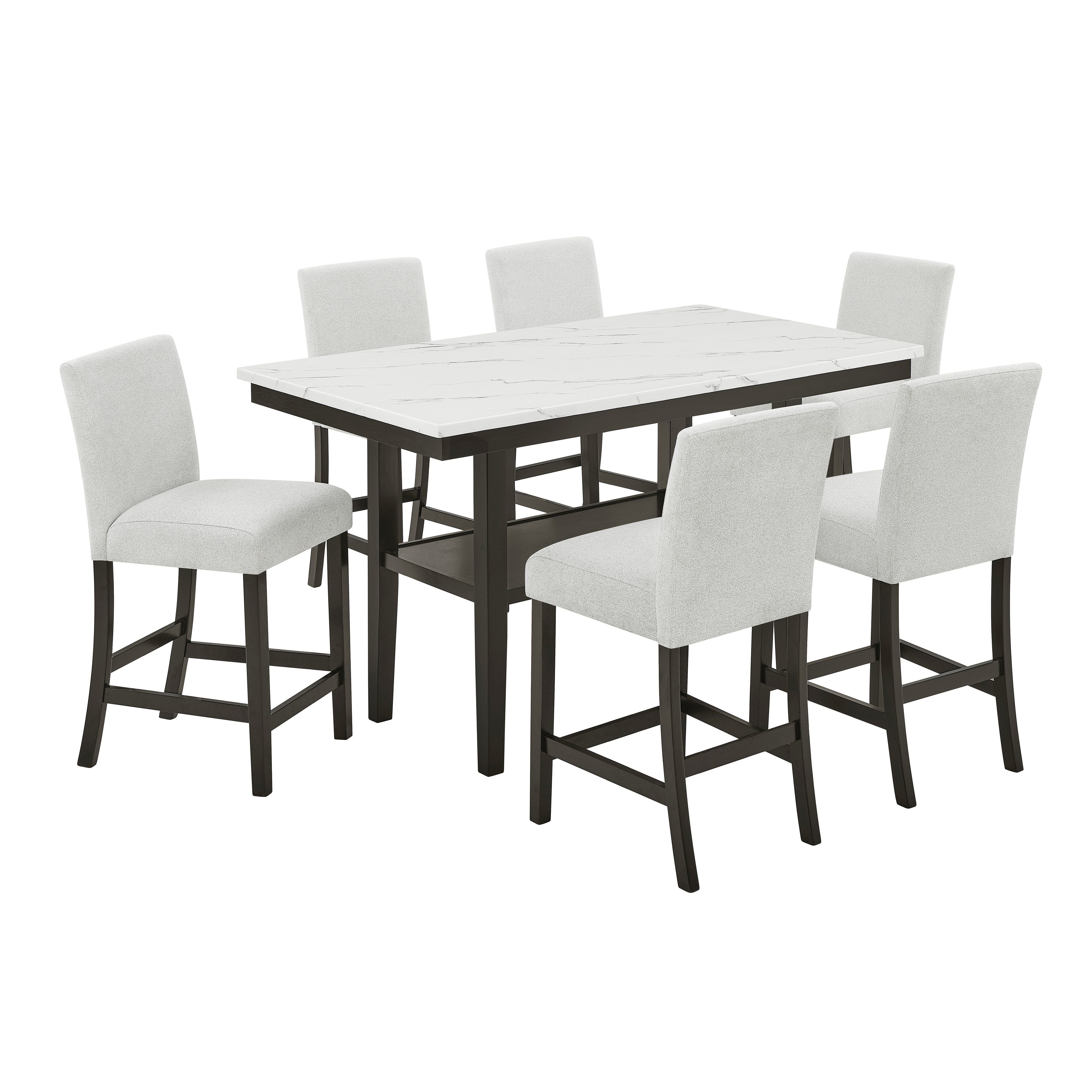 Carissa - Rectangle Counter Table With 6 Chairs - White