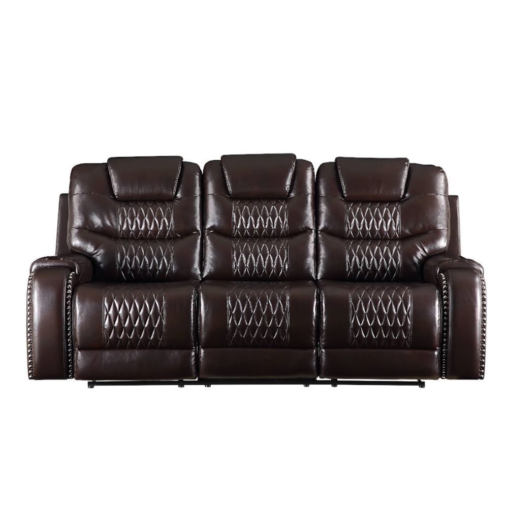 Braylon - Motion Sofa - Brown Synthetic Leather, dark brown, view 2