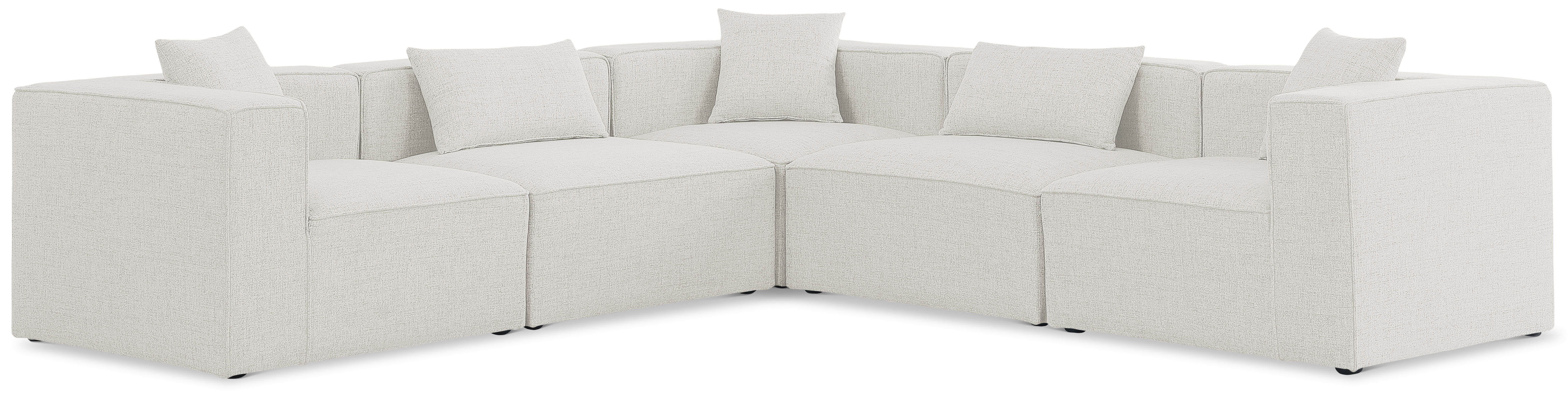 Cube - Linen 5 Piece Modular Corner Sectional - Cream