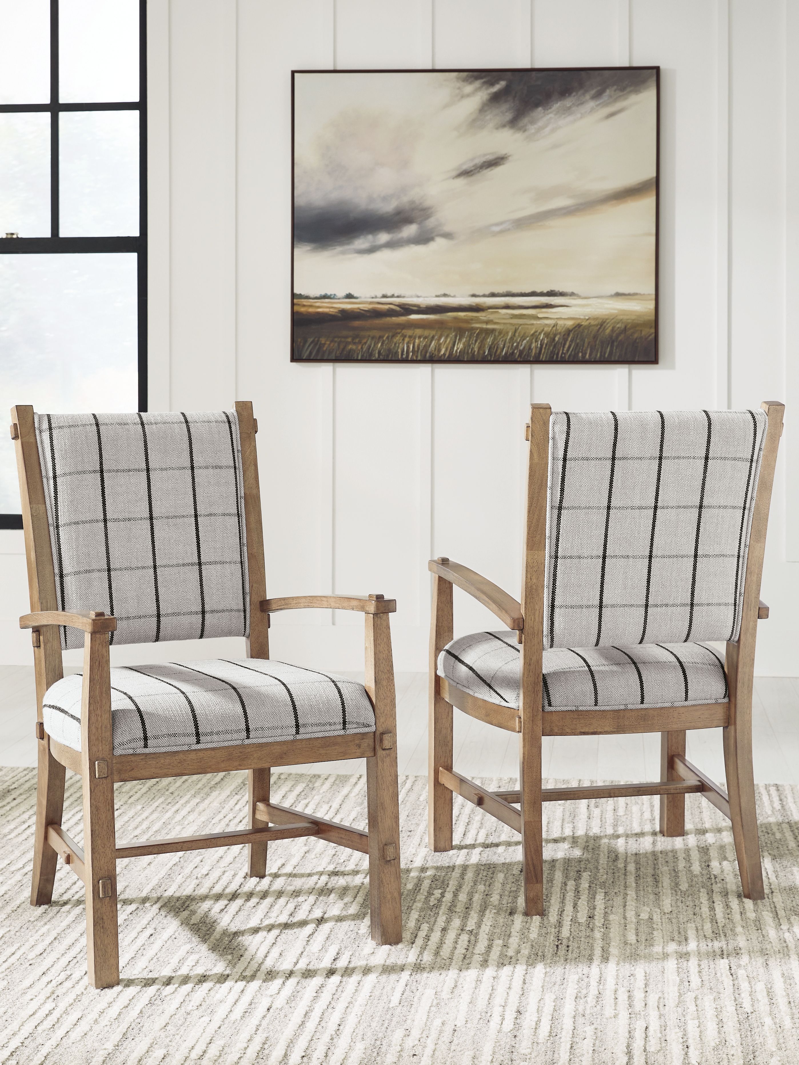 Ashley Furniture Ridgester - Dining Upholstered Arm Chair (Set of 2) - Light Brown - Image 2