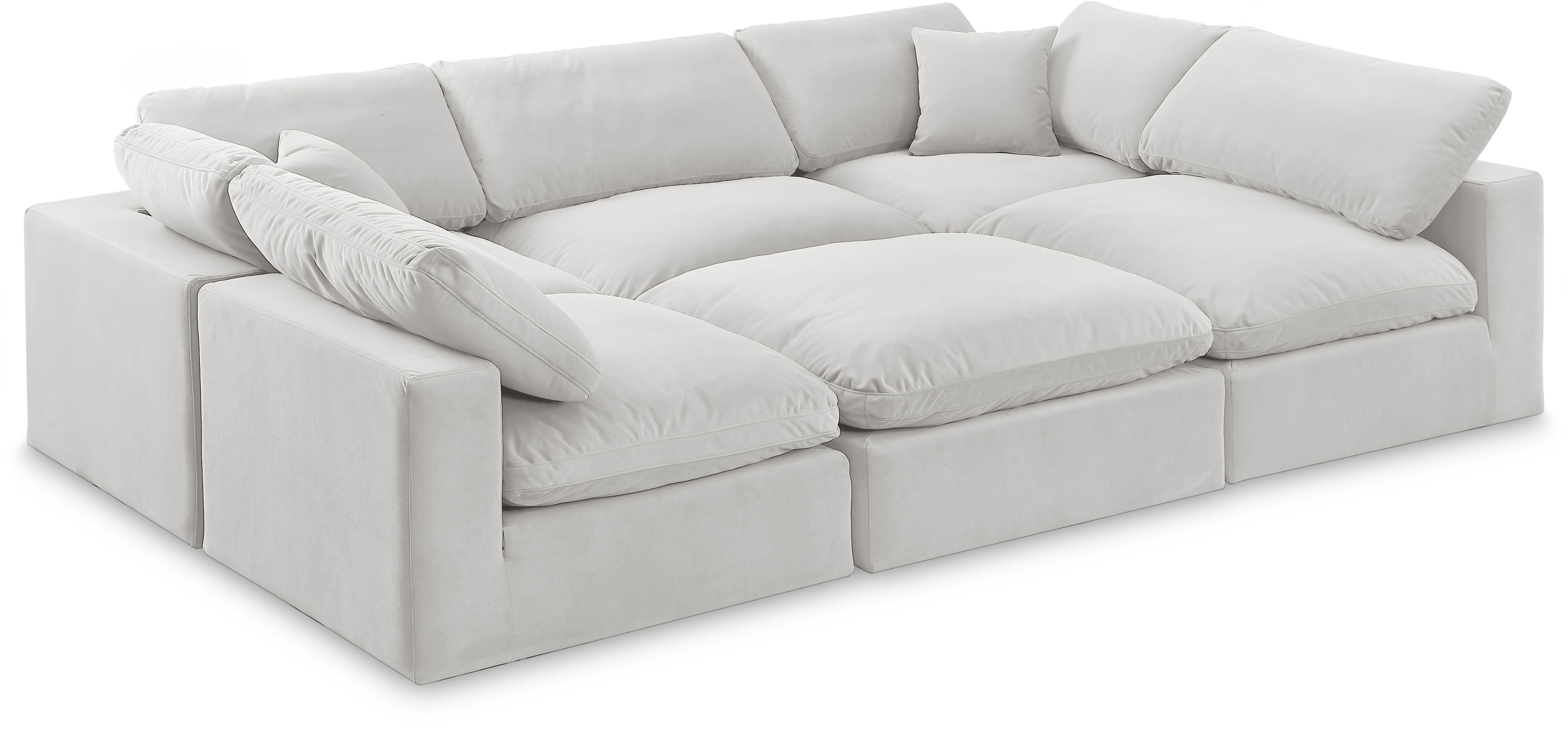 Comfy - 6 Piece Velvet Sectional - White