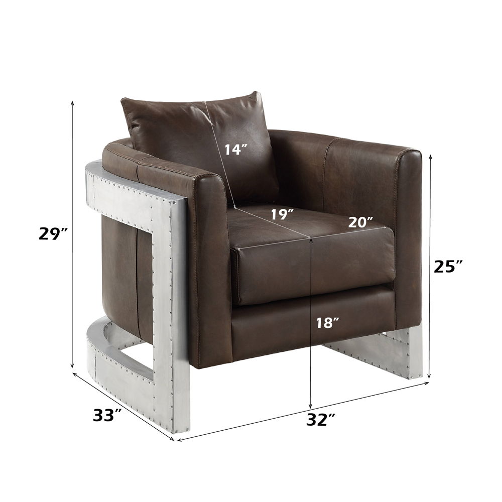 Betla - Accent Chair - Espresso Top Grain Leather & Aluminum, dark brown, view 6