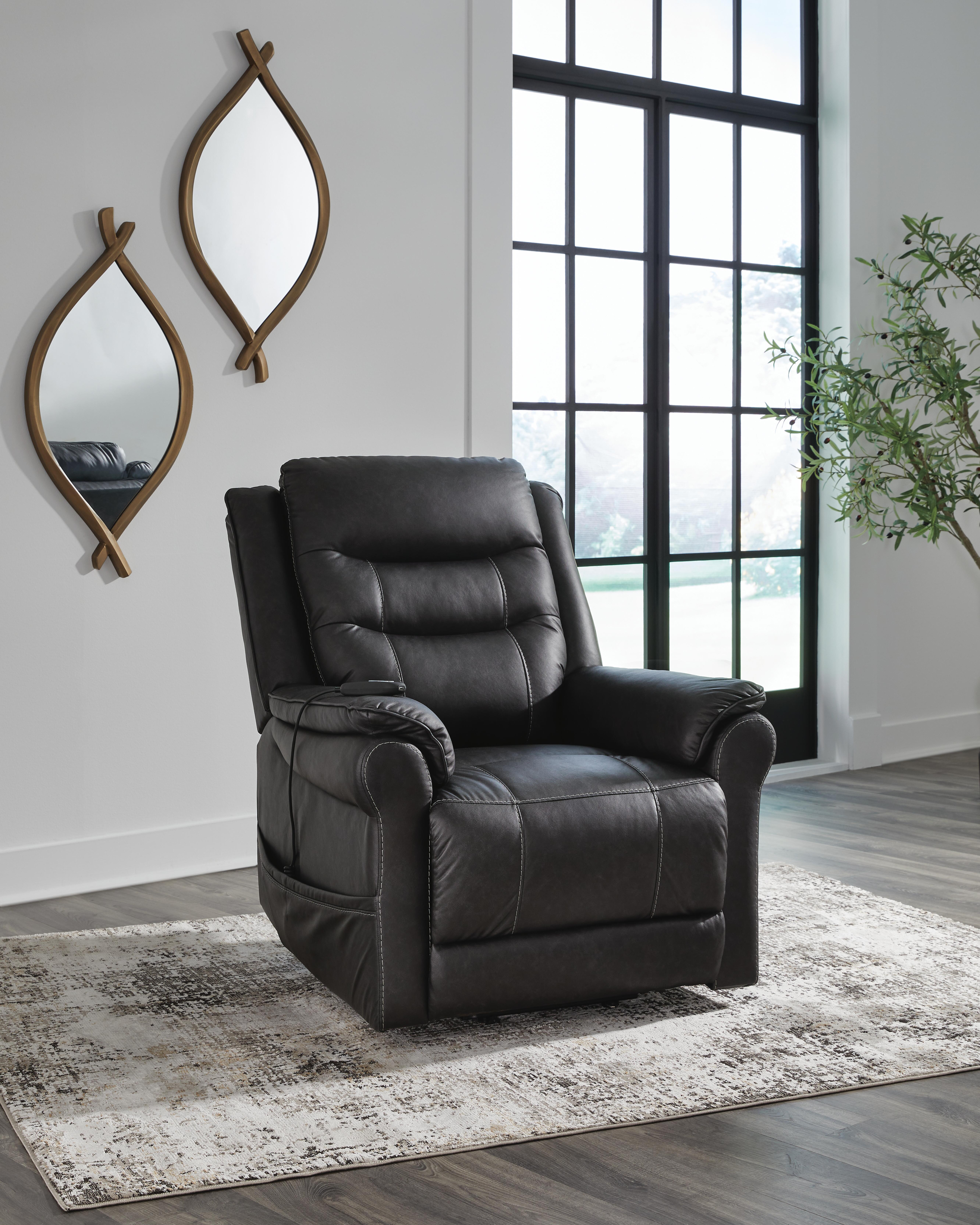 Ashley Furniture Oatman - Power Lift Recliner - Carbon - Image 2
