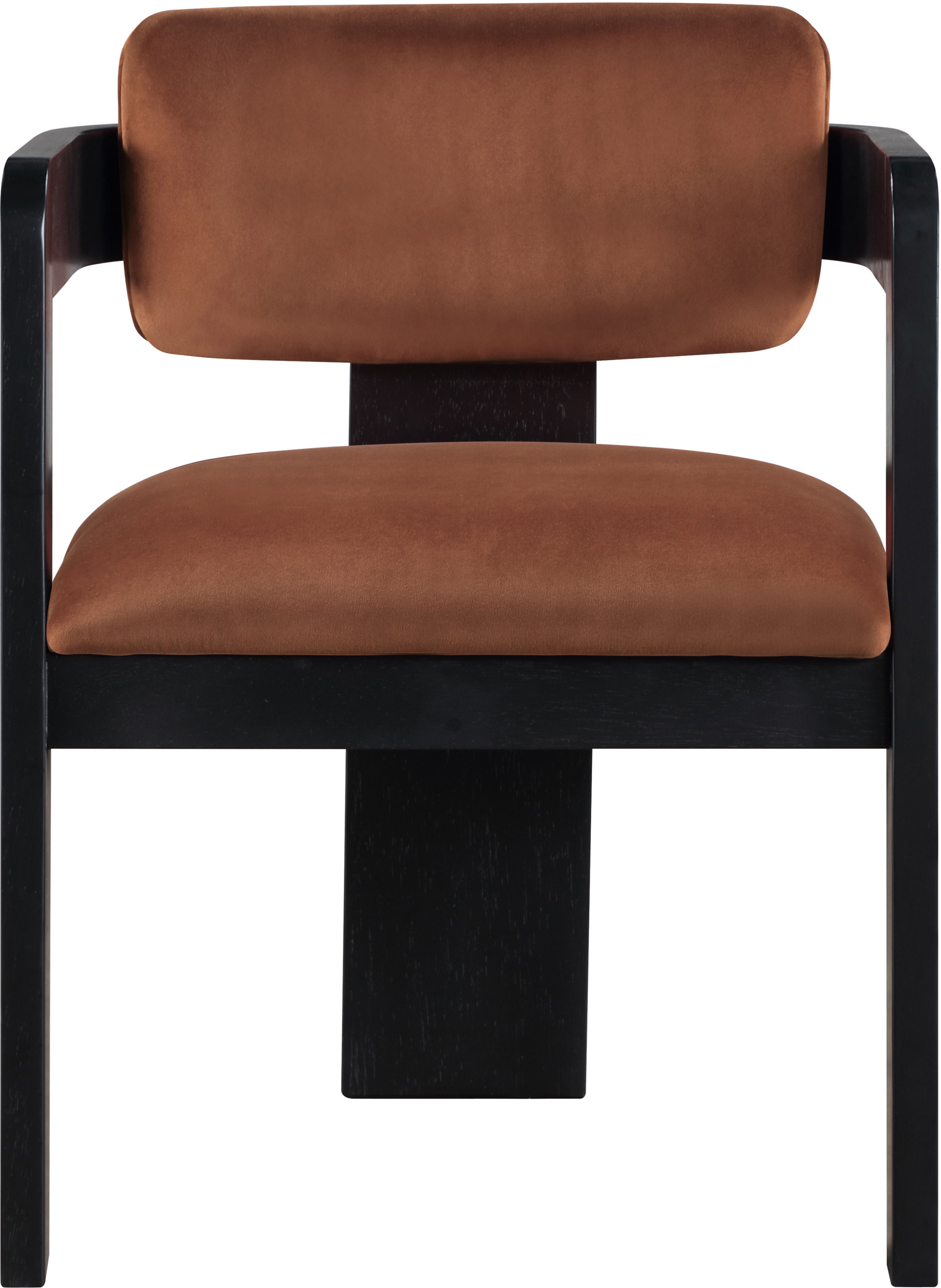 Sacha - Velvet Dining Chair With Black Base (Set of 2) - Cognac
