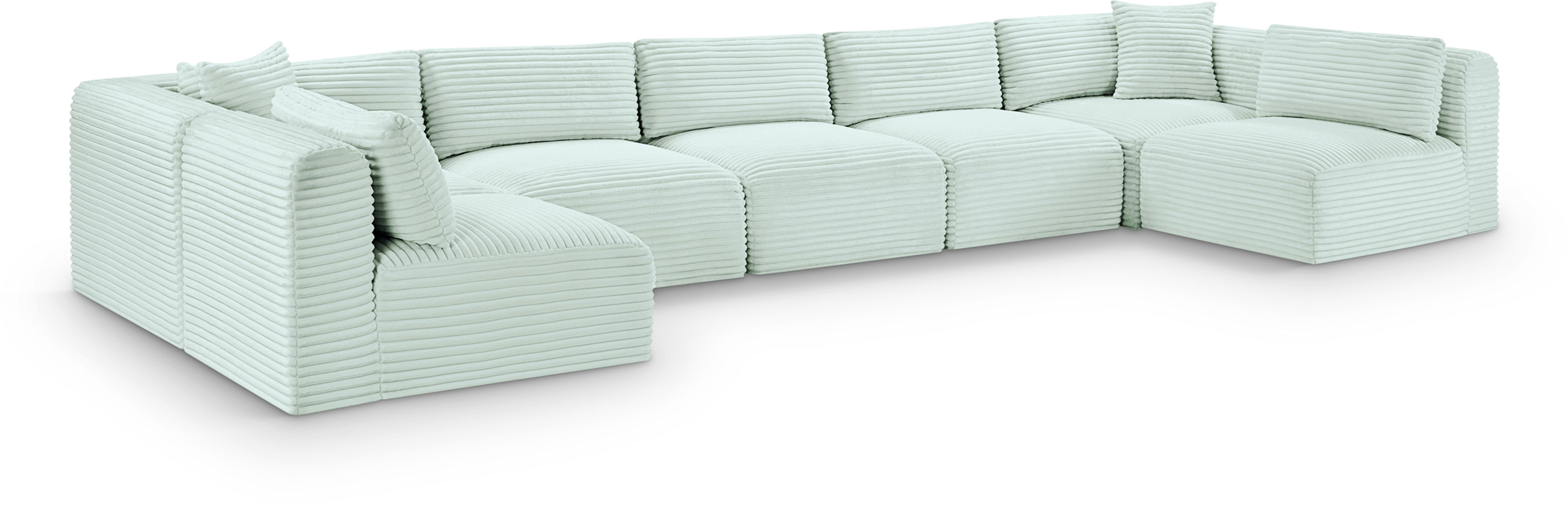 Shaggy - 7 Piece Modular U-Shaped Armless Sectional - Mint