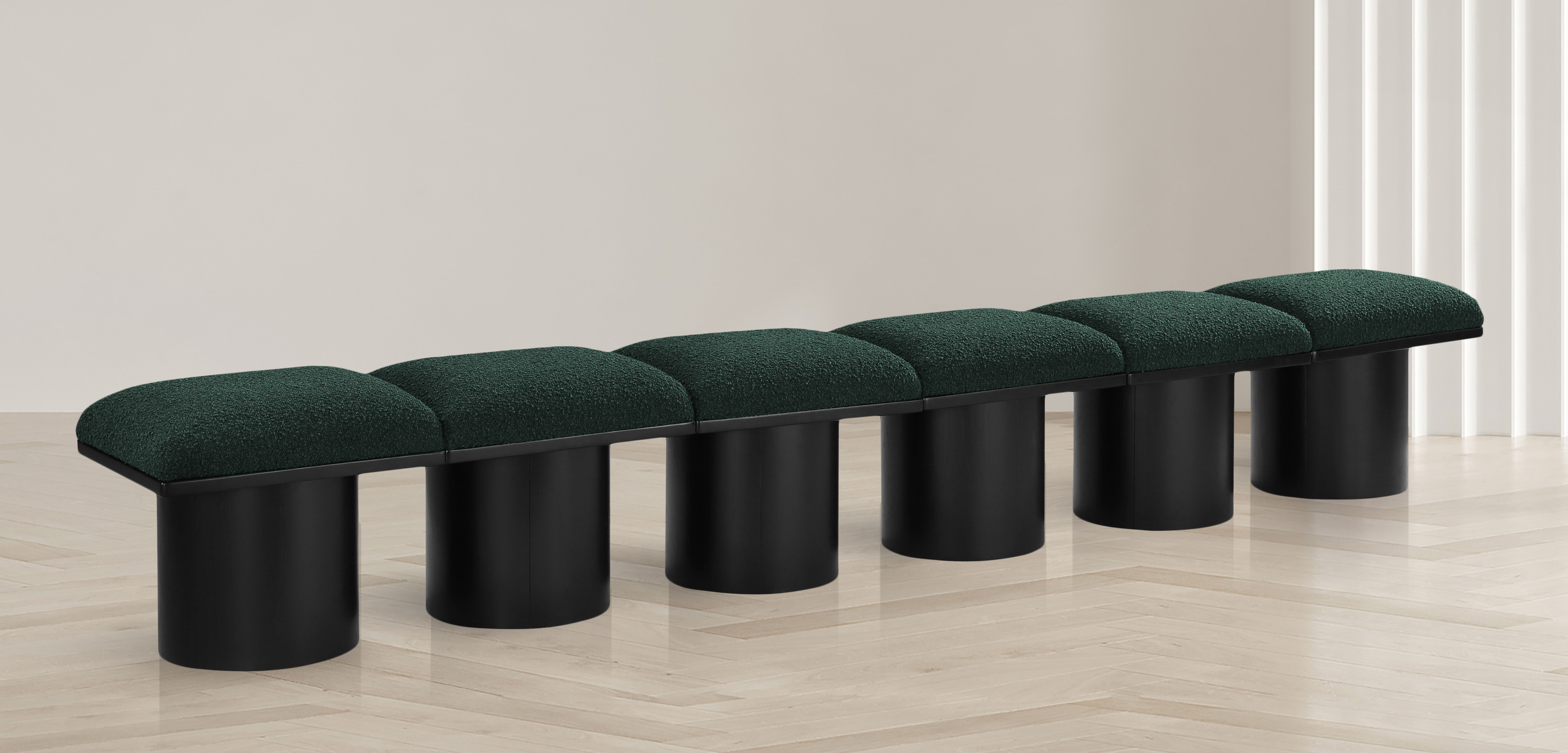 Pavilion - 108" 6 Piece Modular Bench With Black Base - Green
