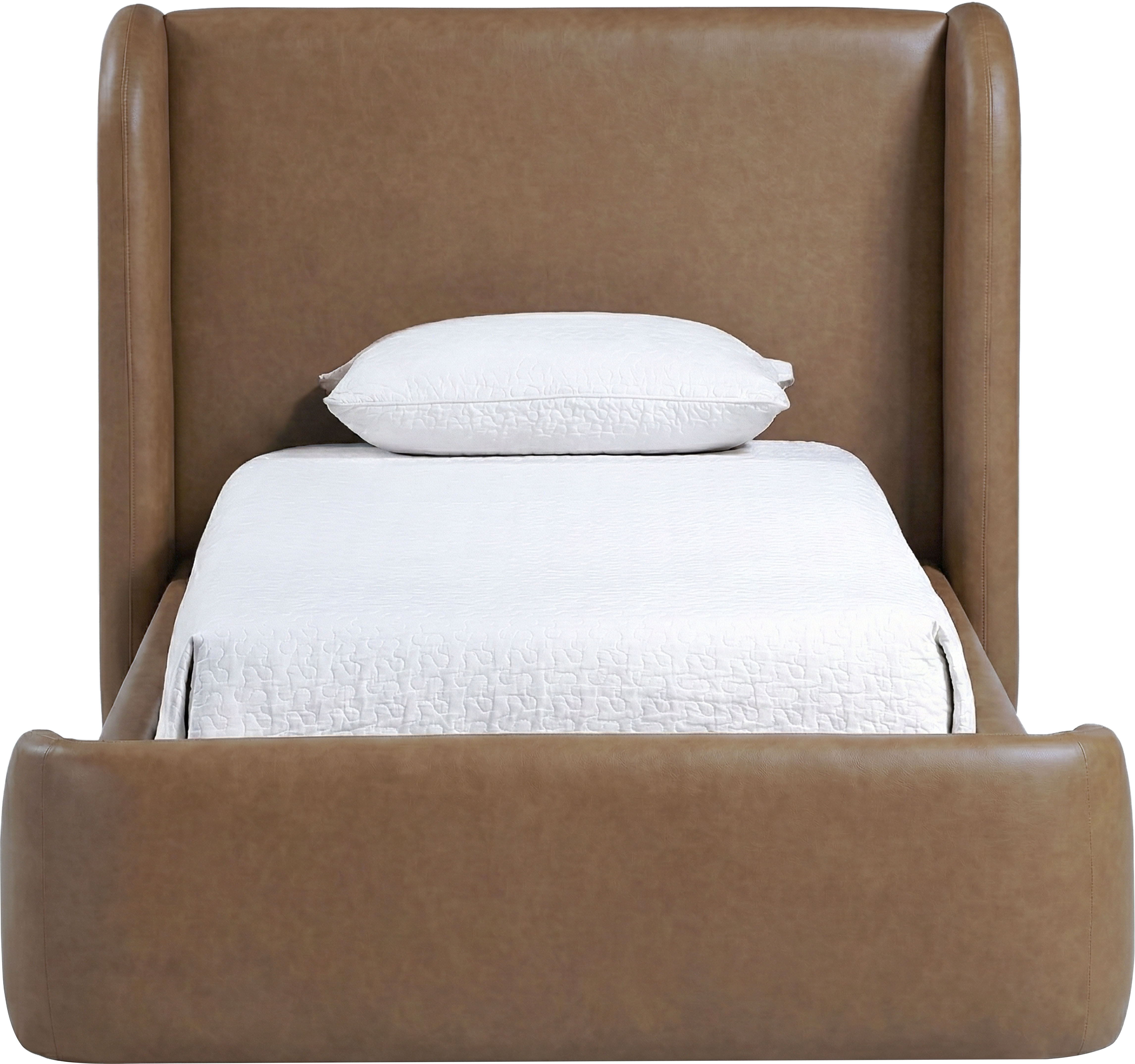 Warby - Vegan Leather Upholstered Twin Bed - Brown
