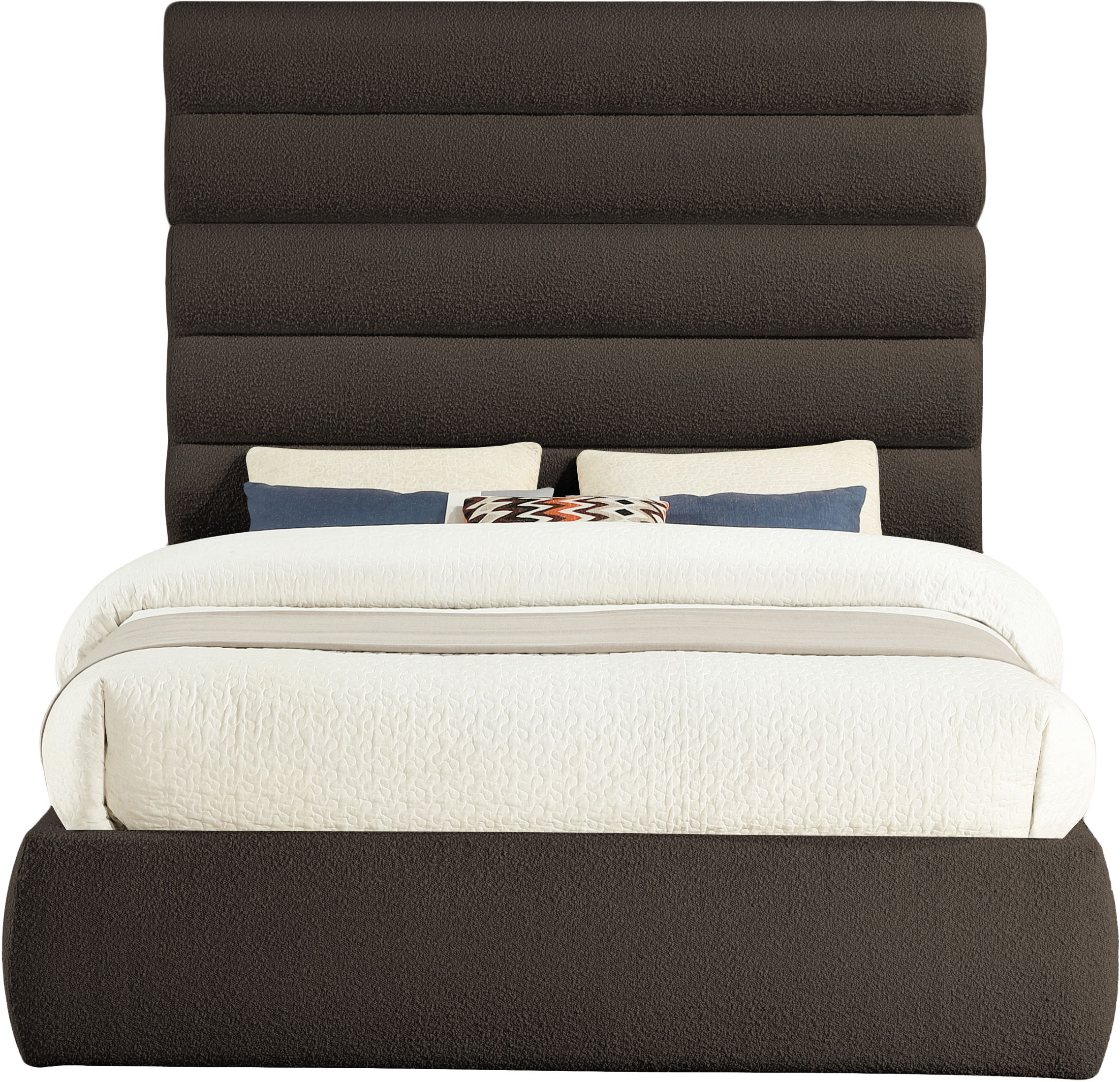 Adam - Boucle Fabric Queen Bed With 70.5" Headboard - Dark Brown