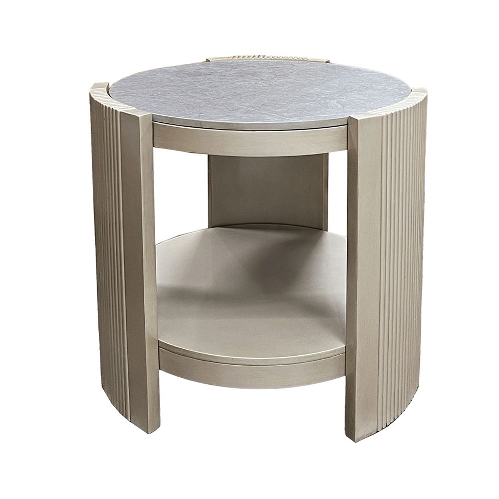 Kasa - End Table - Sintered Stone & Champagne, white, view 5