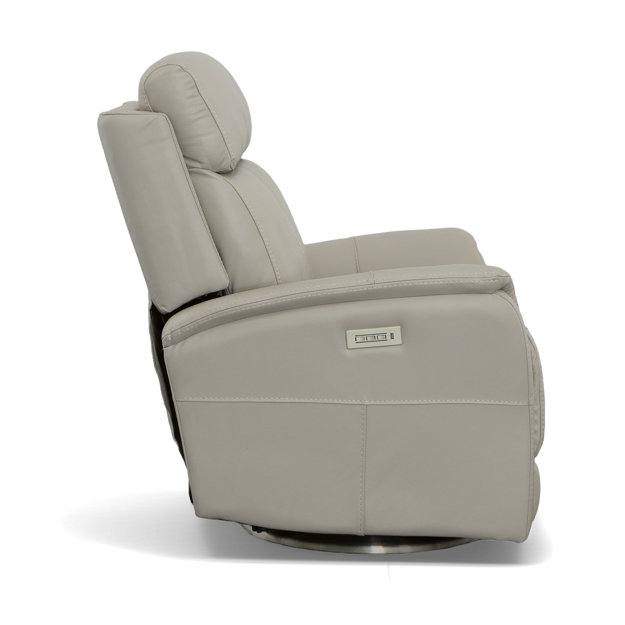 View - Power Swivel Recliner With Power Headrest - Dove, light gray, view 5