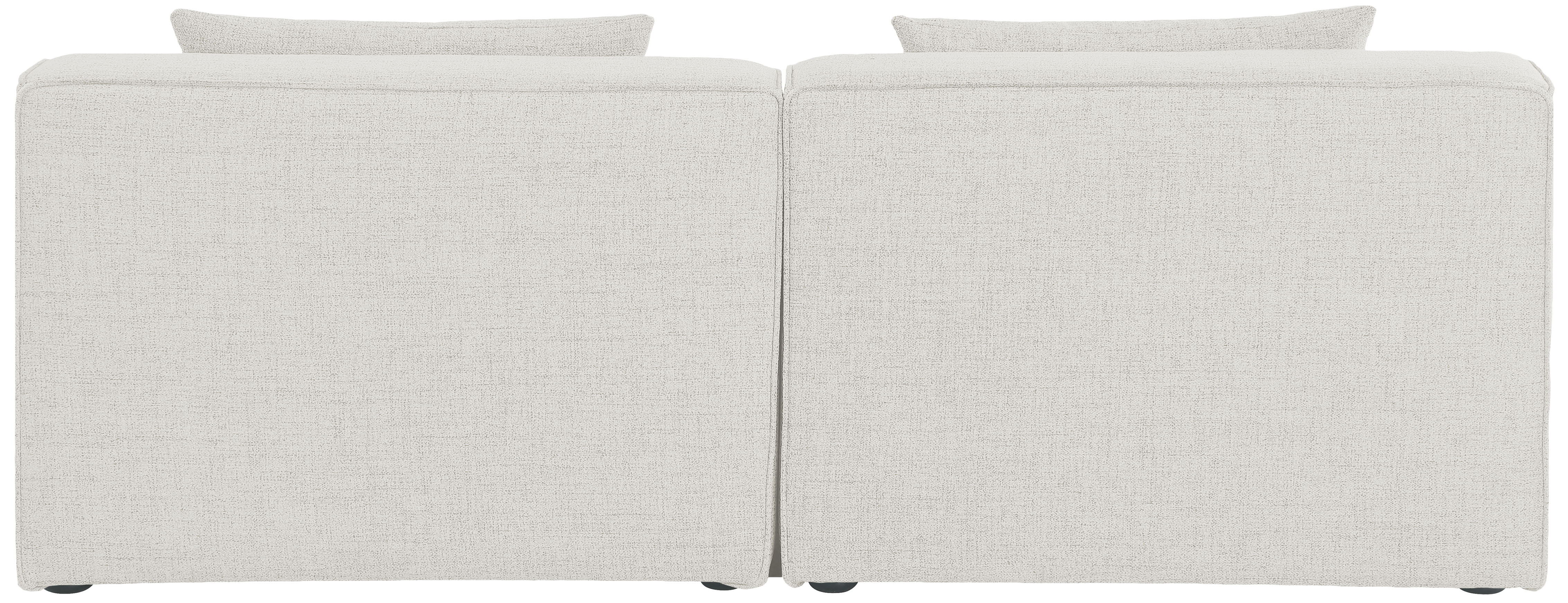 Cube - Linen Modular 2 Piece Armless Sofa - Cream