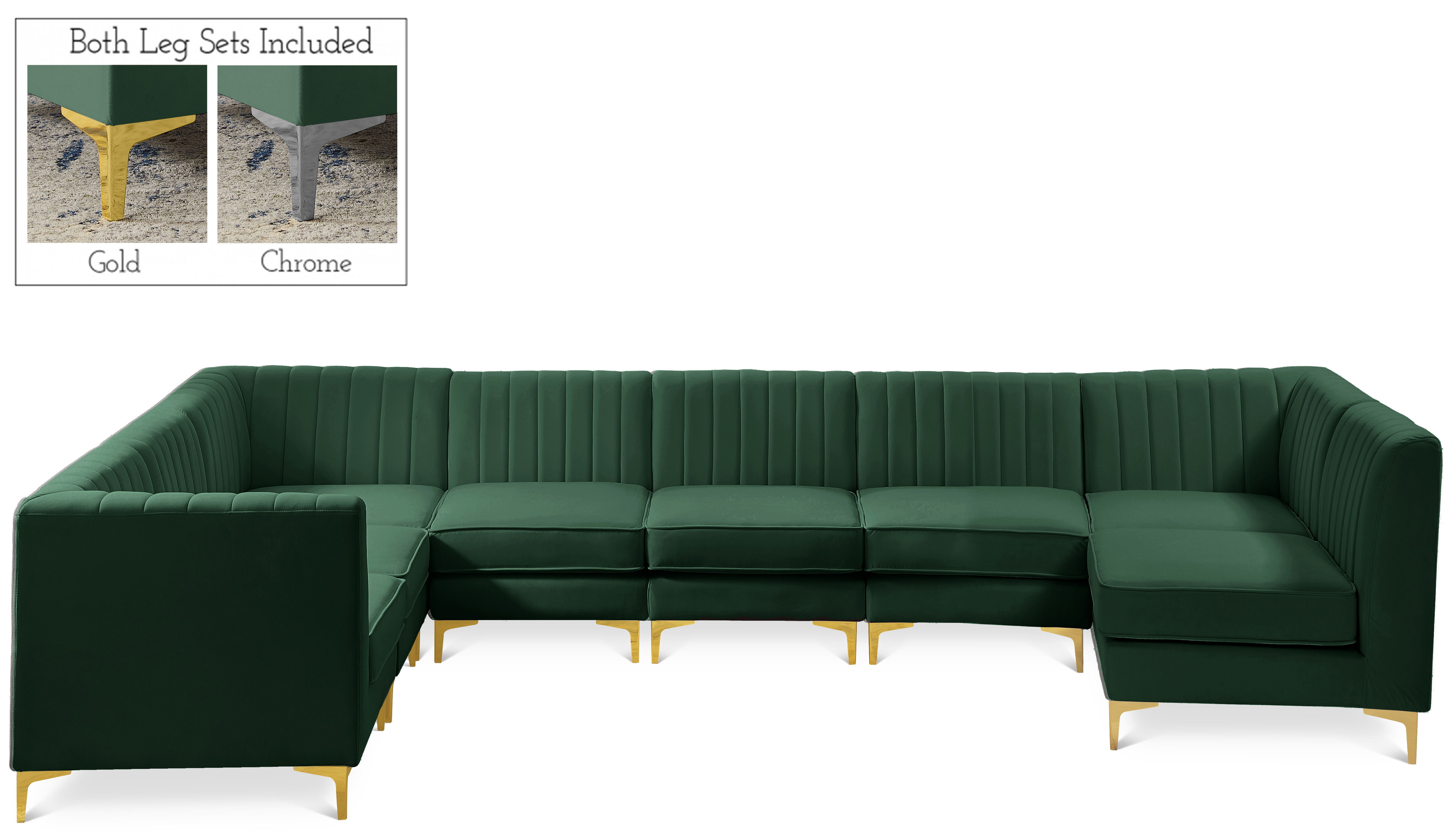 Alina - 8 Piece Velvet Modular Sectional - Green