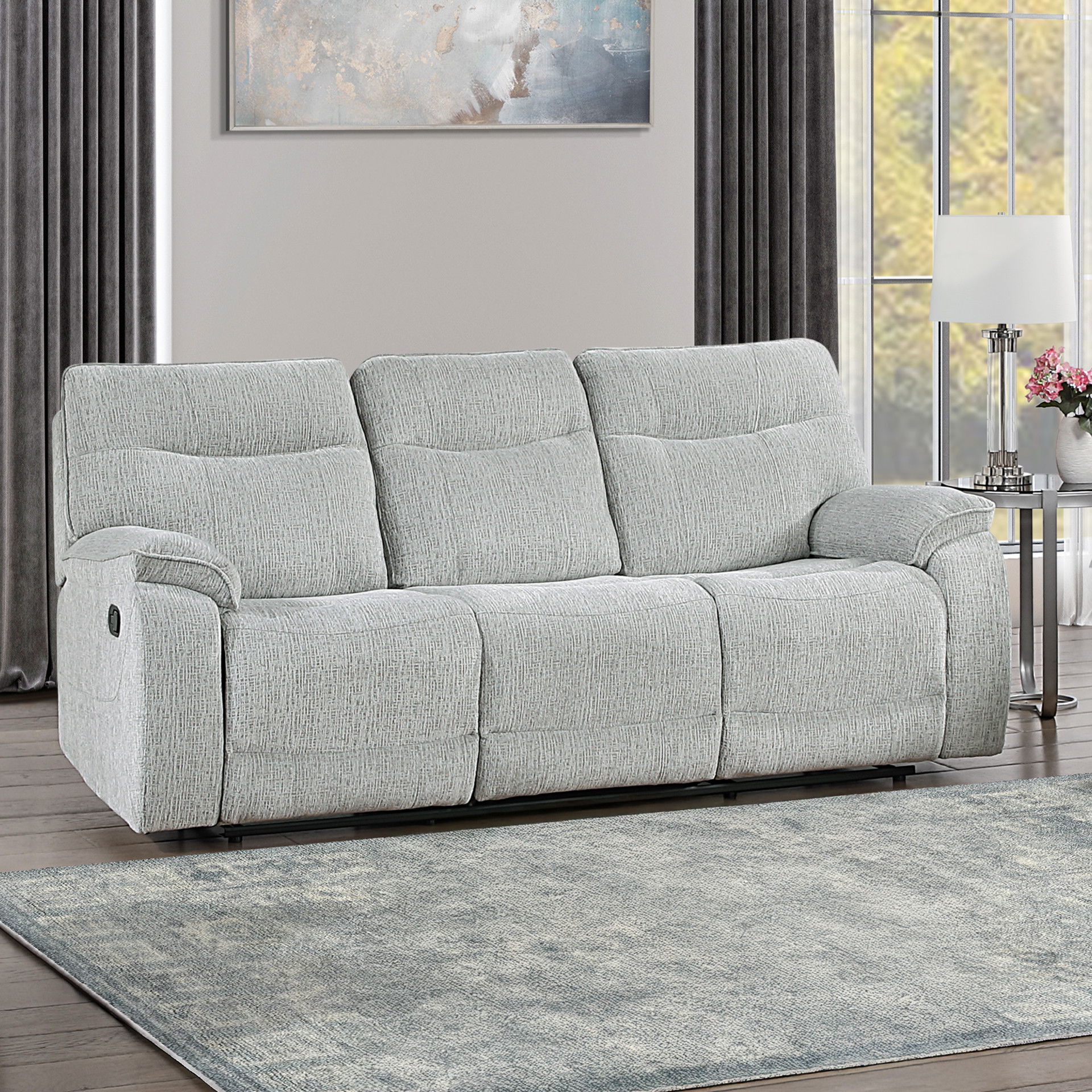 Chablis - Reclining Sofa - Mist Gray, light gray, view 7