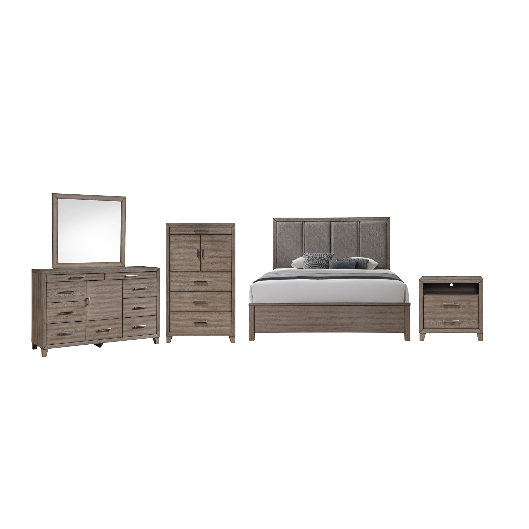 King · 5 Pc · Bed, Dresser, Mirror, Chest, Nightstand