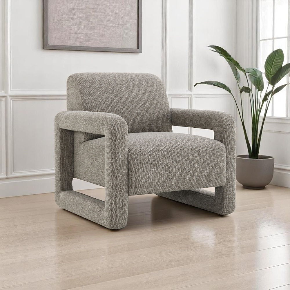 Glenda - Accent Chair - Gray Chenille, gray