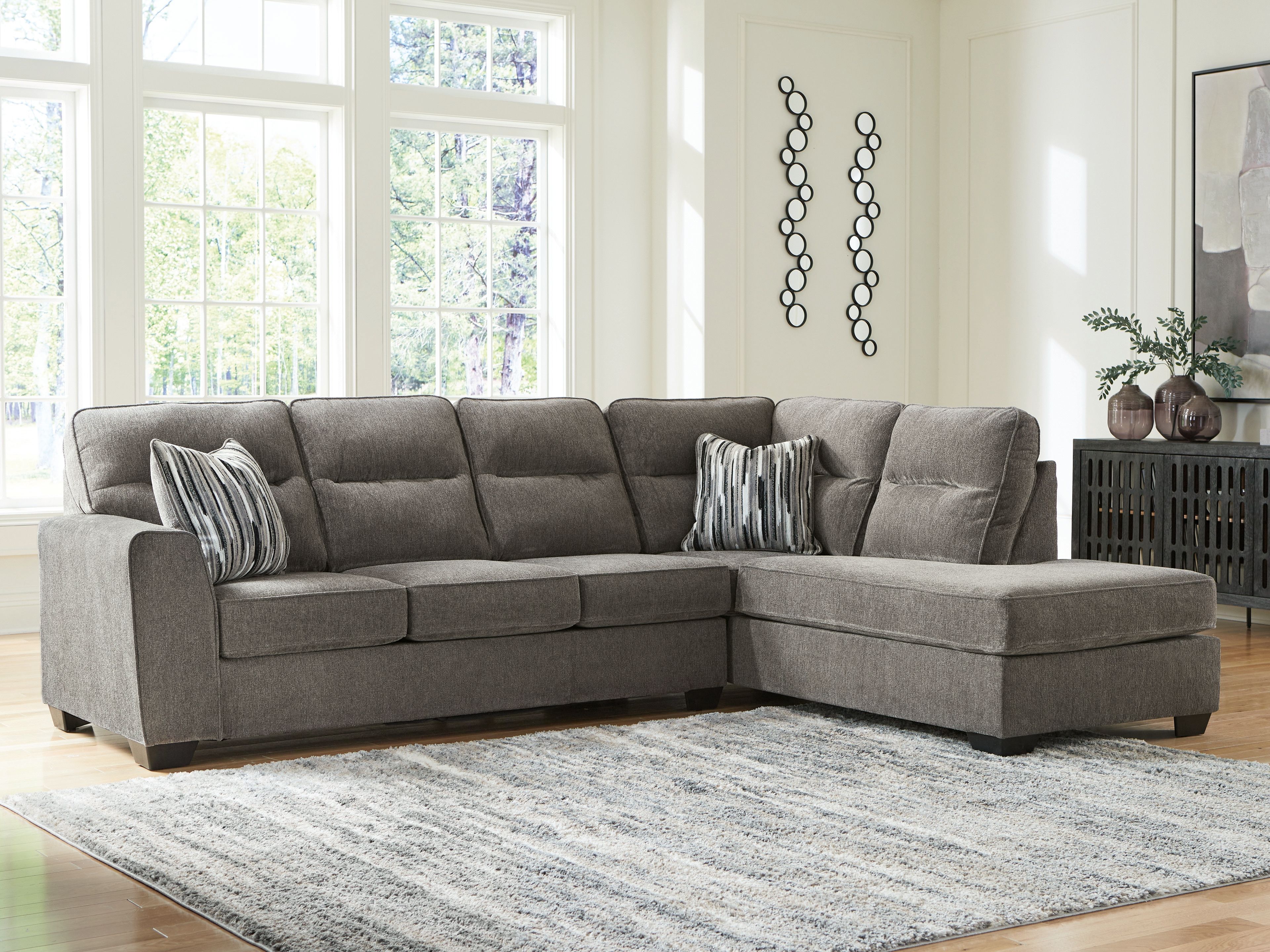 Ashley Furniture Olten - 2-Piece Sectional With RAF Corner Chaise - Graphite - Image 3
