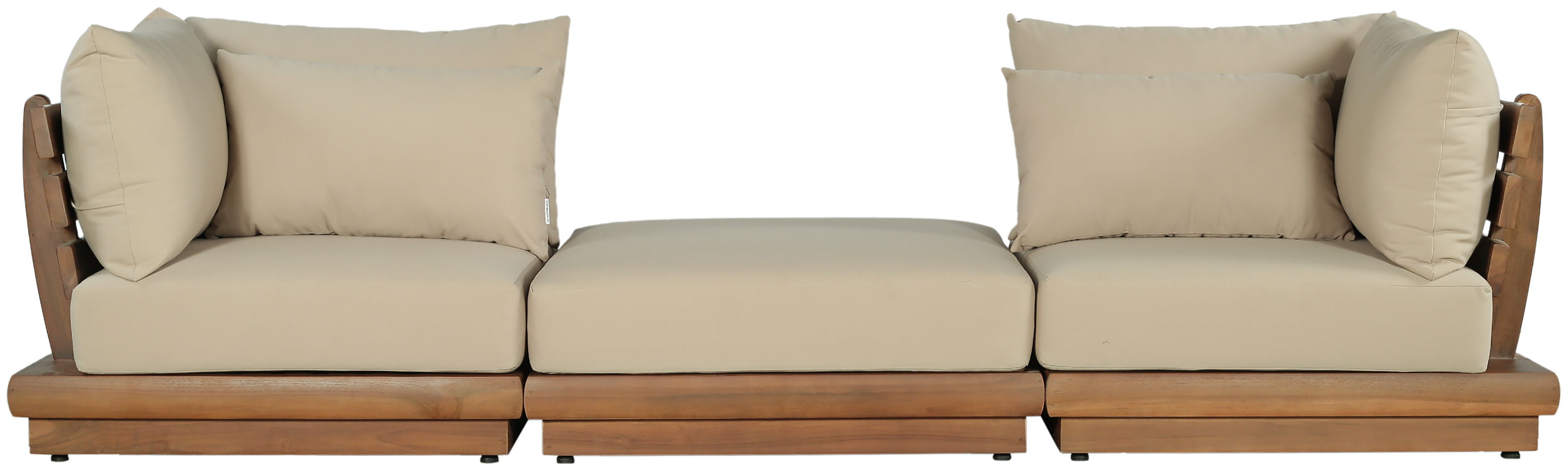 Mirella - 3 Piece Water Resistant Fabric 113" Upholstered Outdoor Patio Modular Sofa - Tan