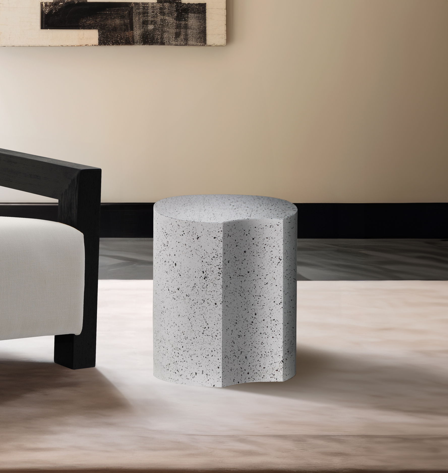 Dimple - 18" End Table - White Terazzo