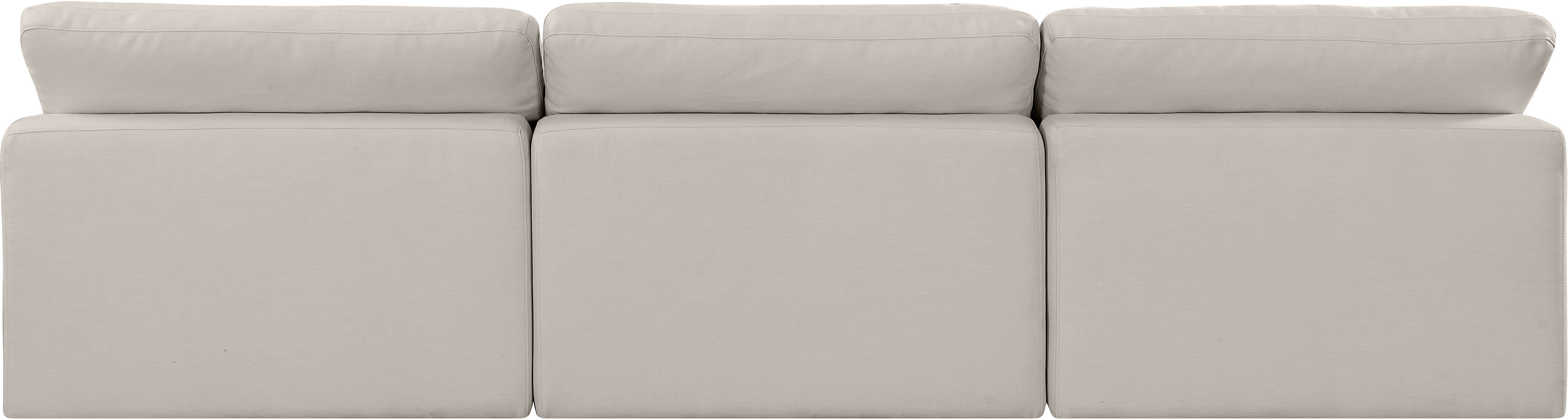 Comfy - Linen Modular Armless Sofa 3 Pieces - Ivory