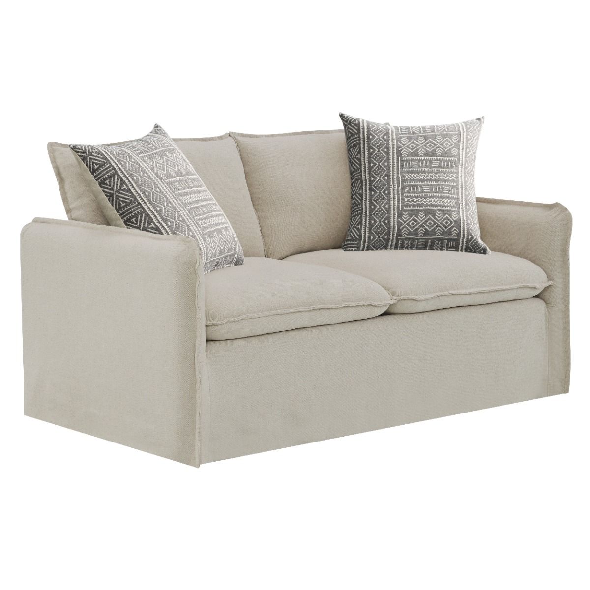 Upendo - Loveseat With 2 Pillows - Beige Linen, beige, view 3