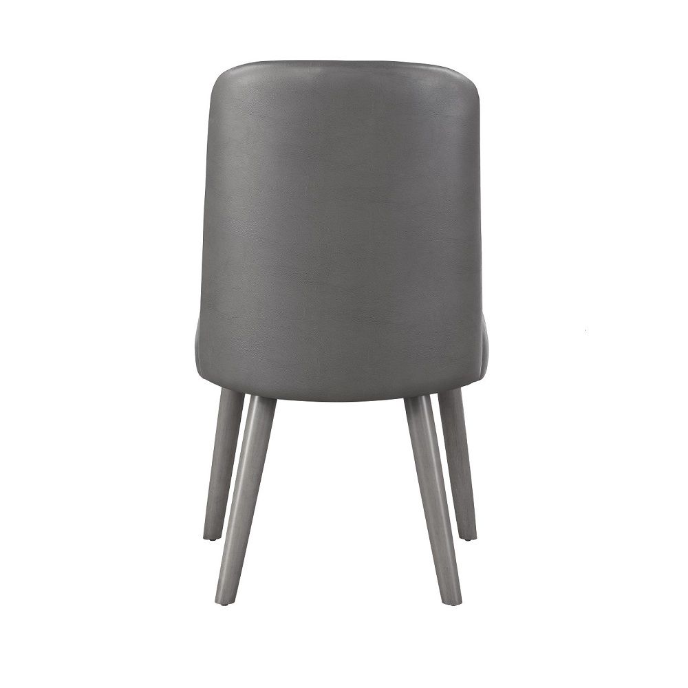 Waylon - Side Chair (Set of 2) - Gray Synthetic Leather & Gray Oak, dark gray, view 3