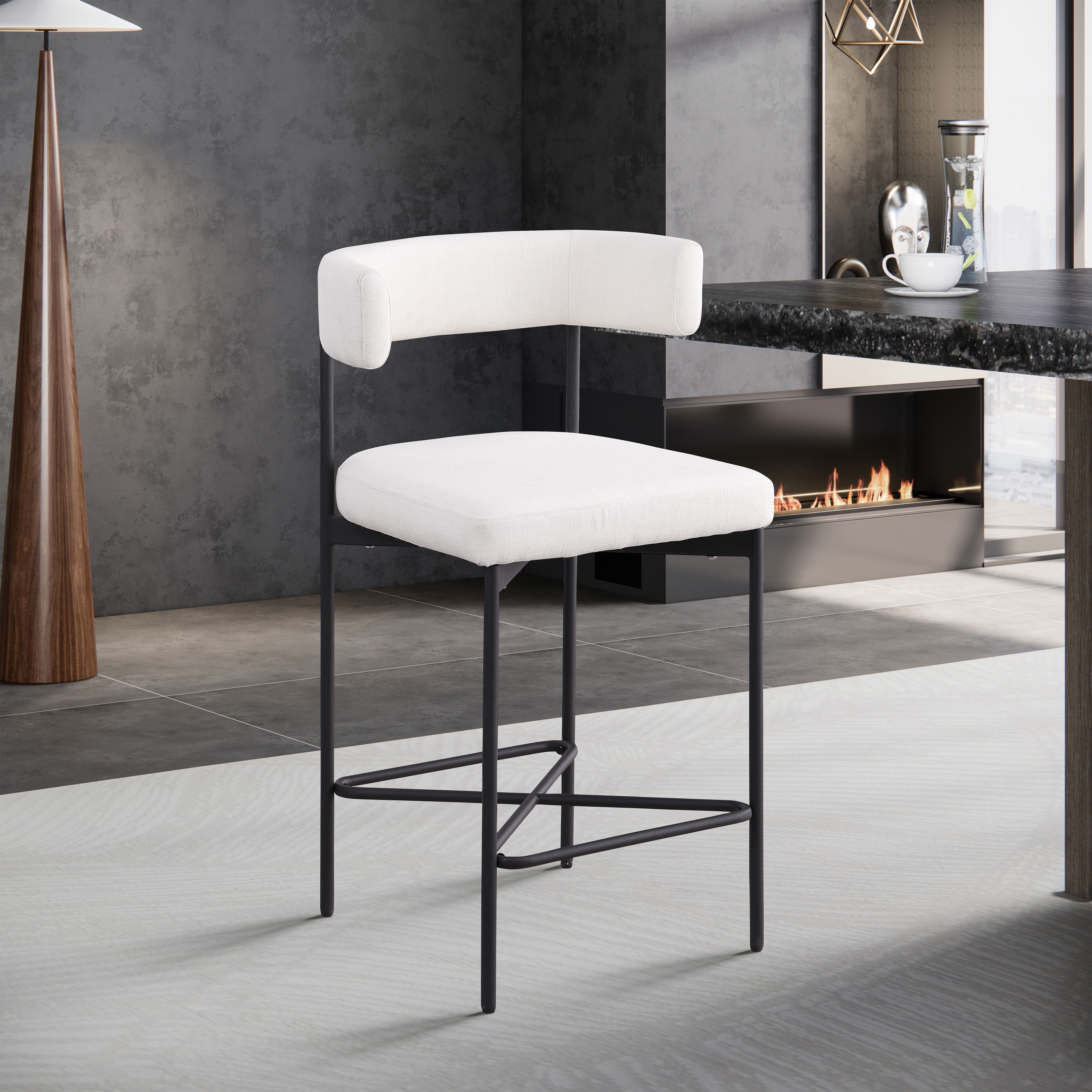 Rivage - Durable Stool With Black Frame (Set of 2) - Cream