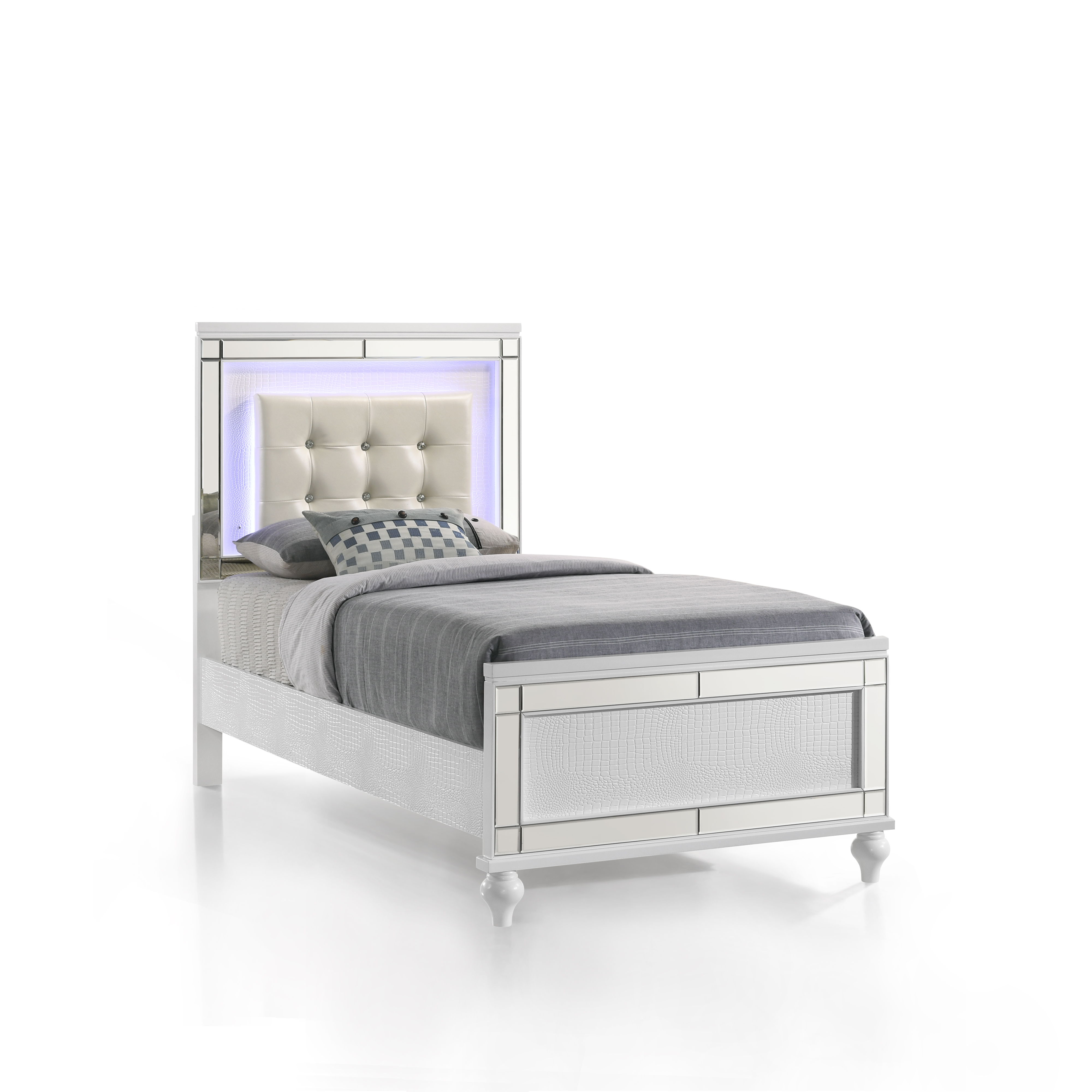 Valentino - 3/3 Twin Bed - White