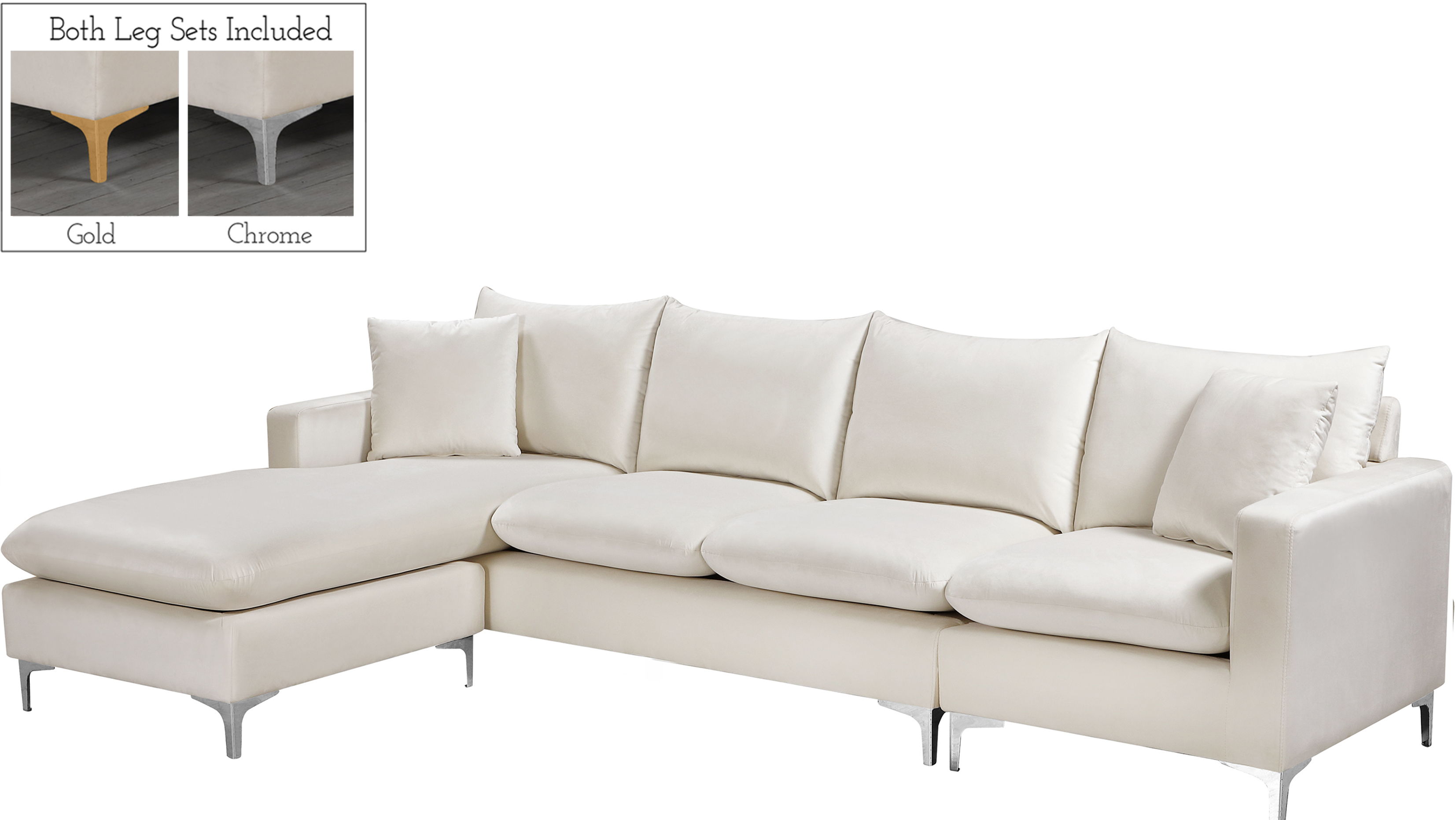 Naomi - 2 Piece. Reversible Sectional - Cream